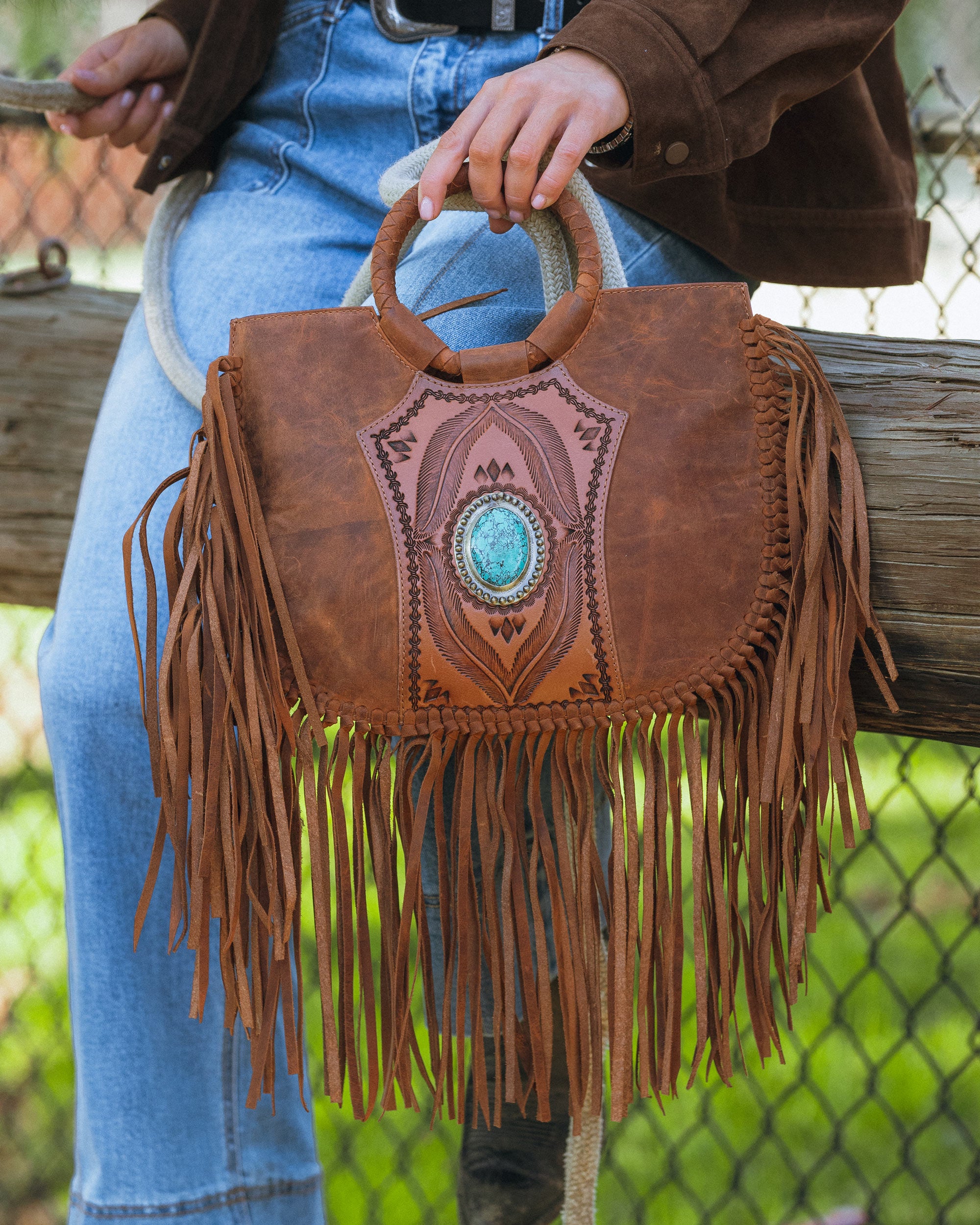 Sedona Tassle Bag In Saddle Brown
