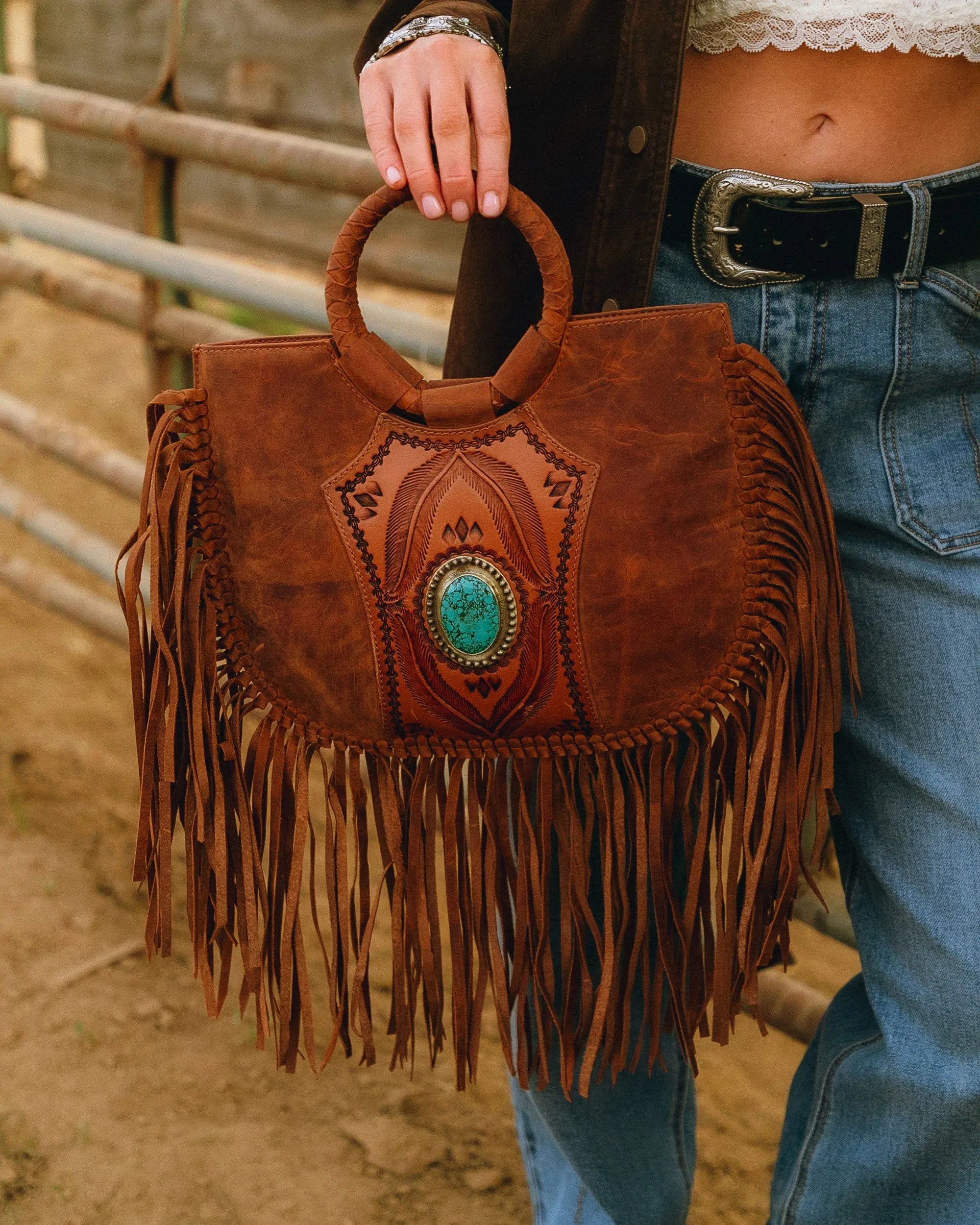 Sedona Tassle Bag In Saddle Brown