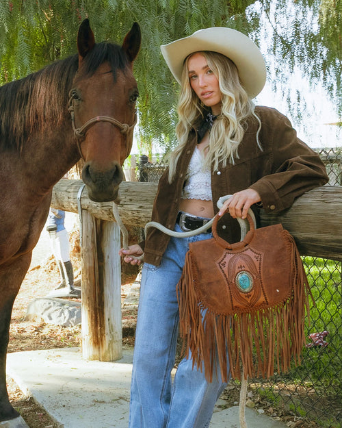 Sedona Tassle Bag In Saddle Brown