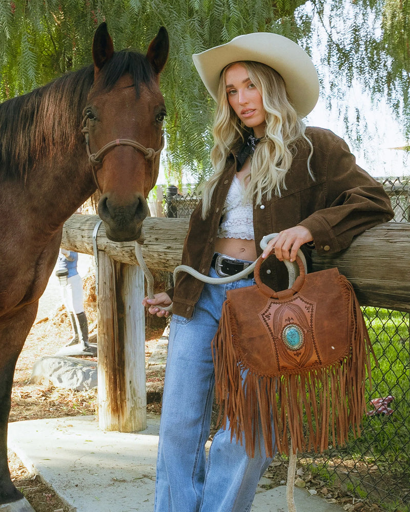 Sedona Tassle Bag In Saddle Brown