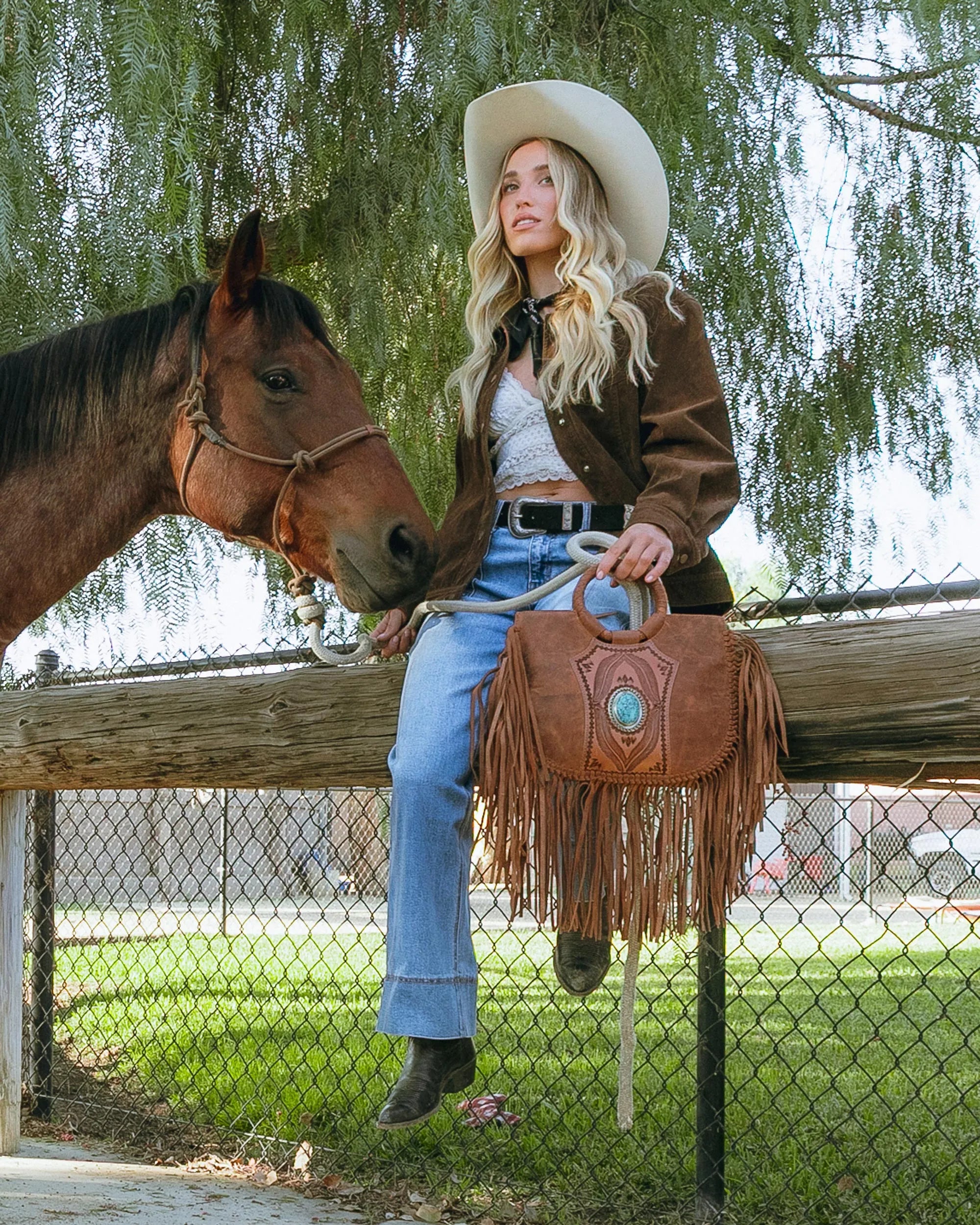 Sedona Tassle Bag In Saddle Brown