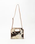 Alma Medium Hand Bag In Black & White Cowhide