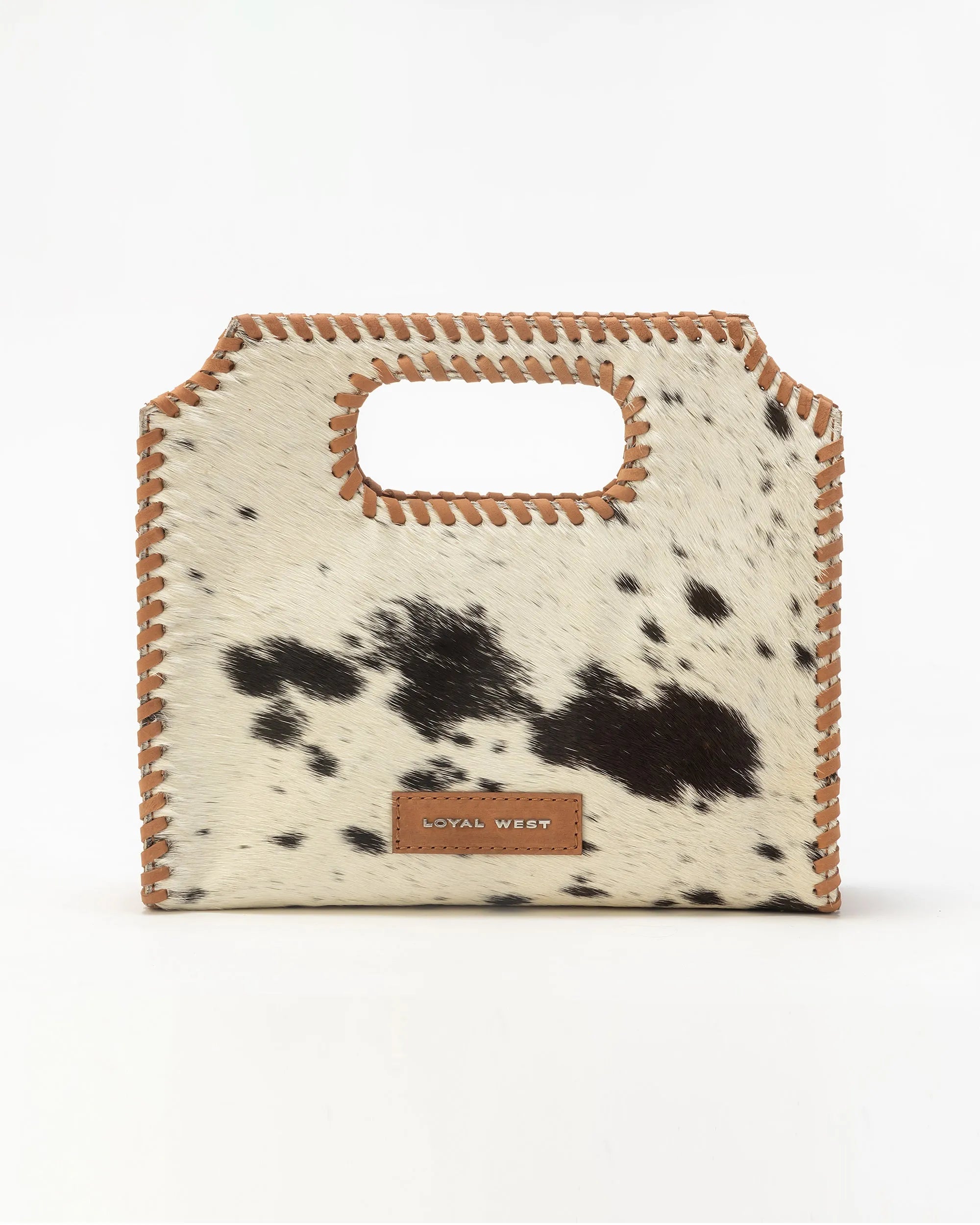 Alma Medium Hand Bag In Black &amp; White Cowhide