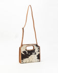 Alma Medium Hand Bag In Black & White Cowhide