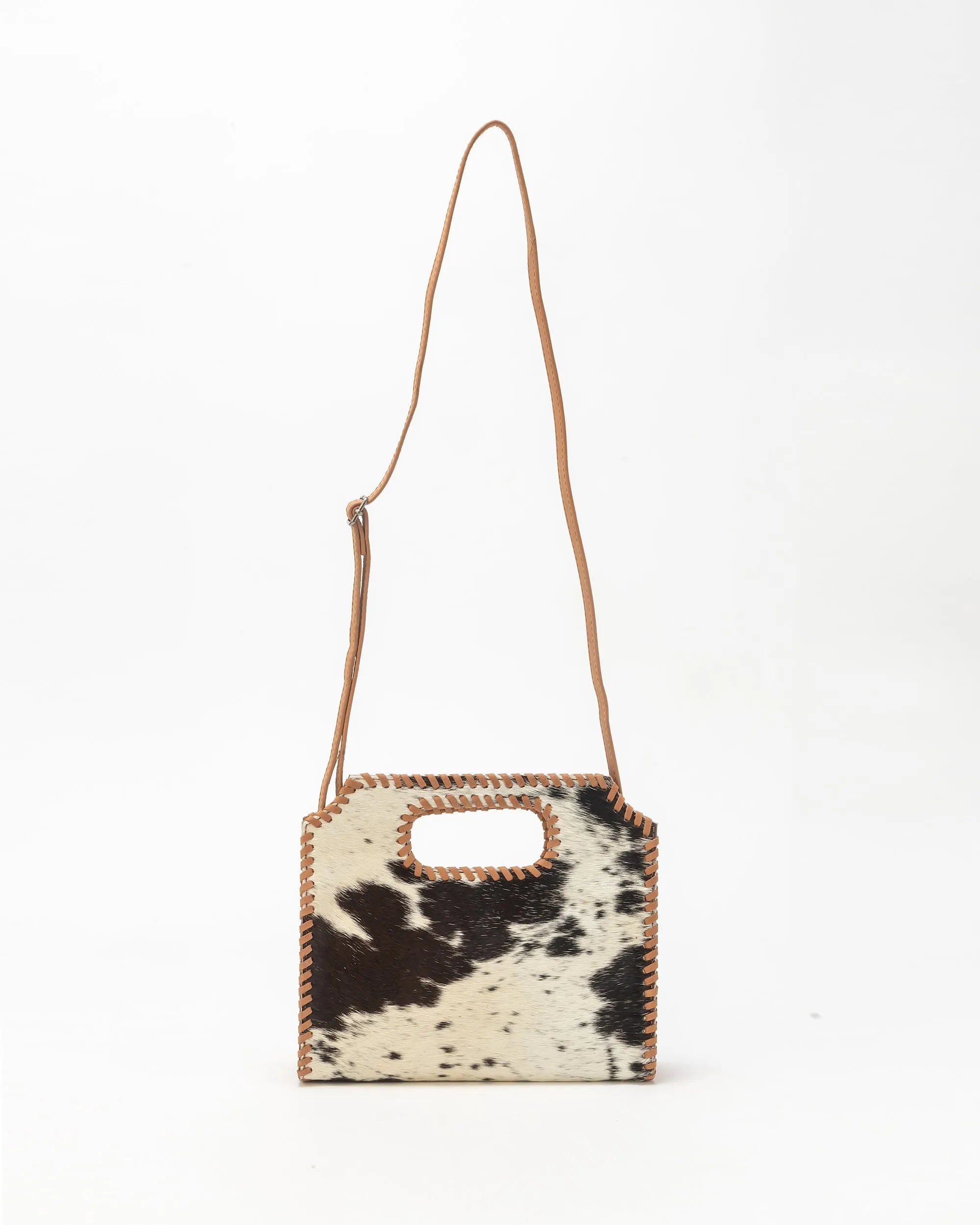 Alma Medium Hand Bag In Black &amp; White Cowhide