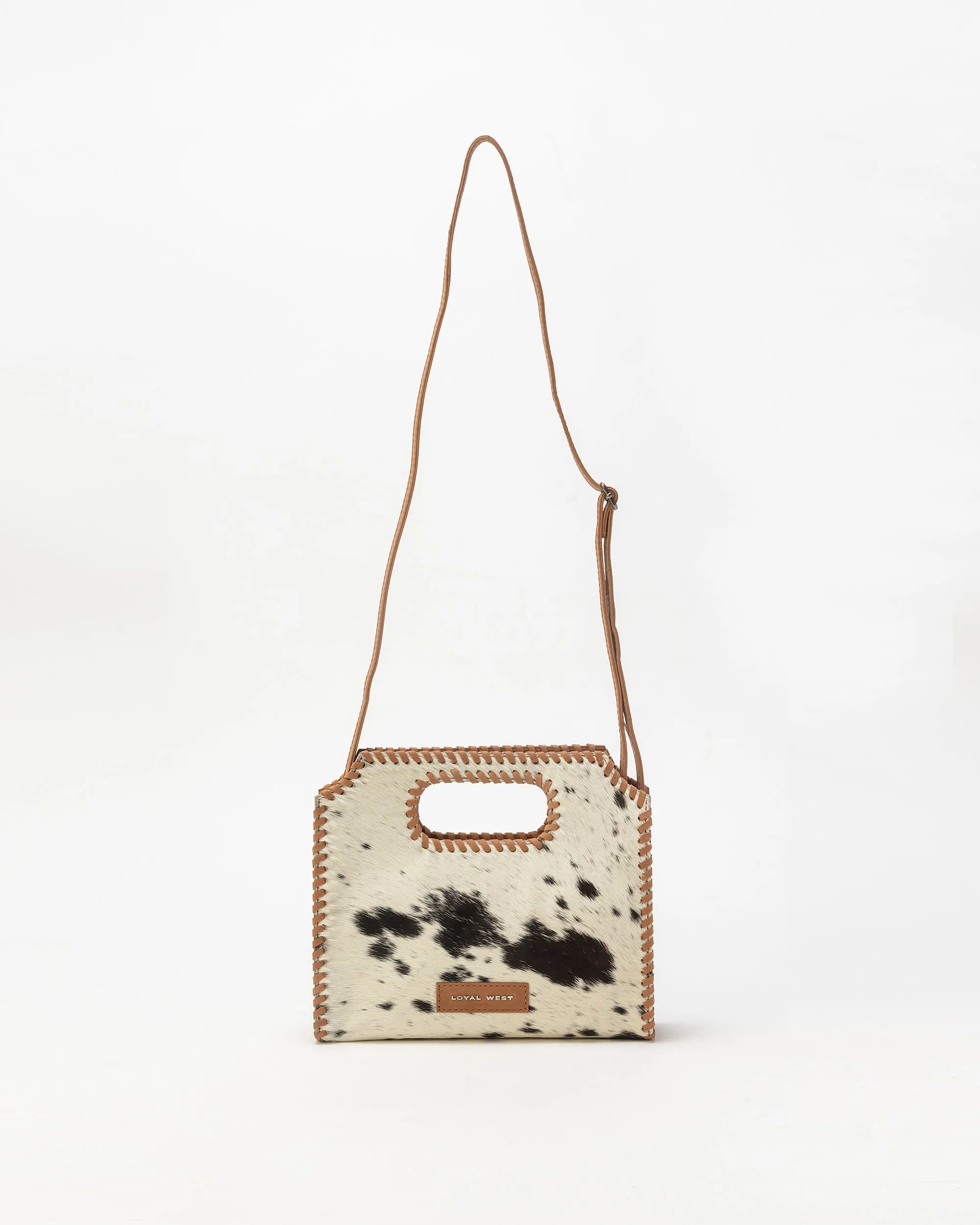 Alma Medium Hand Bag In Black &amp; White Cowhide