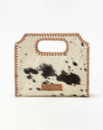 Alma Medium Hand Bag In Black & White Cowhide