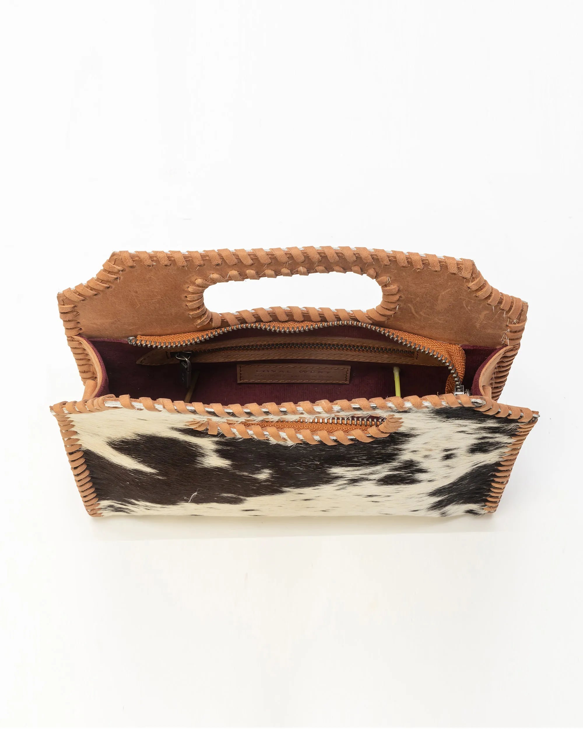 Alma Medium Hand Bag In Black &amp; White Cowhide
