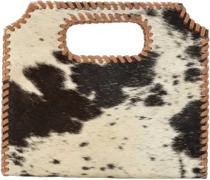 Alma Medium Hand Bag In Black & White Cowhide