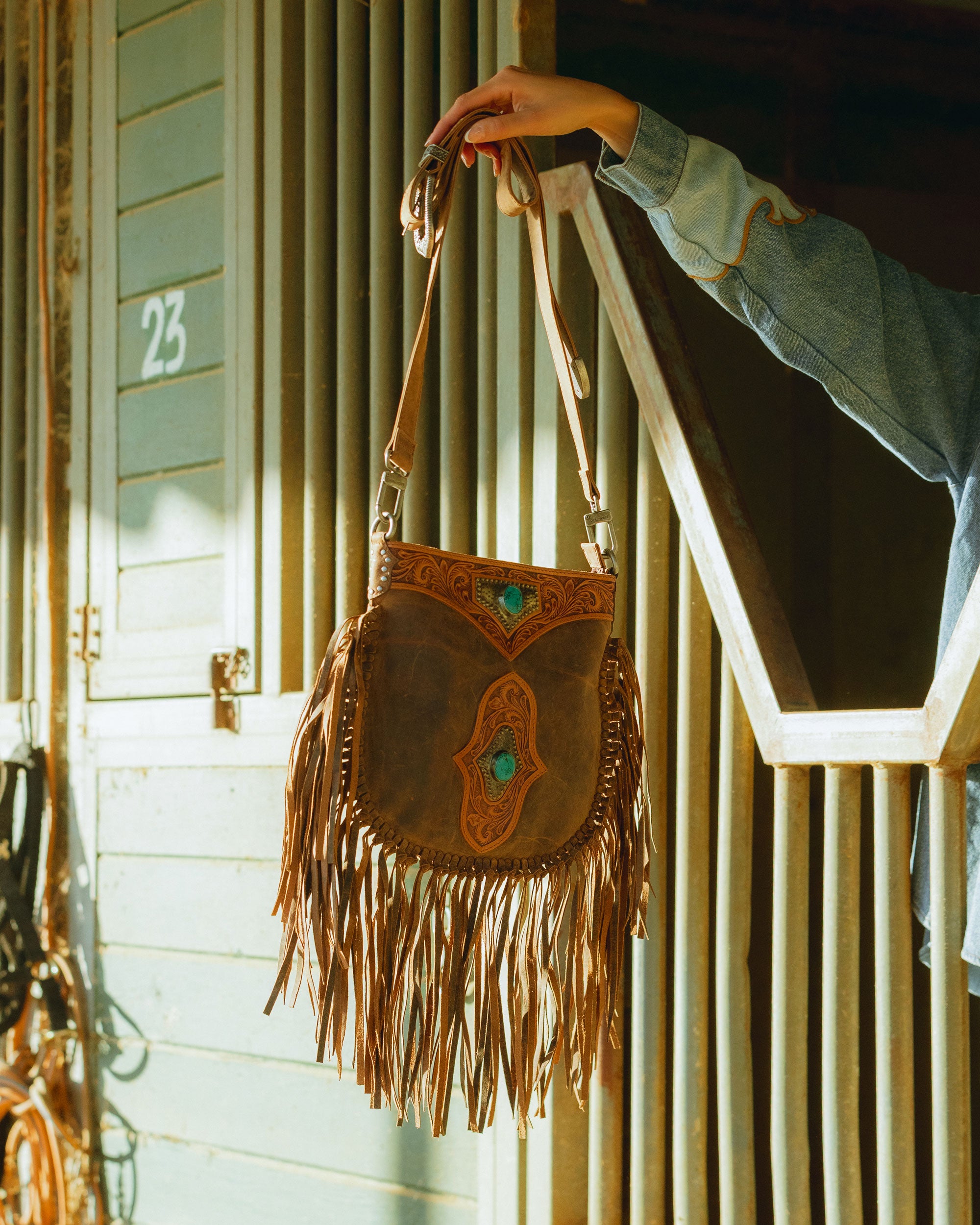 Mojave Tassle Bag In Brunette Leather