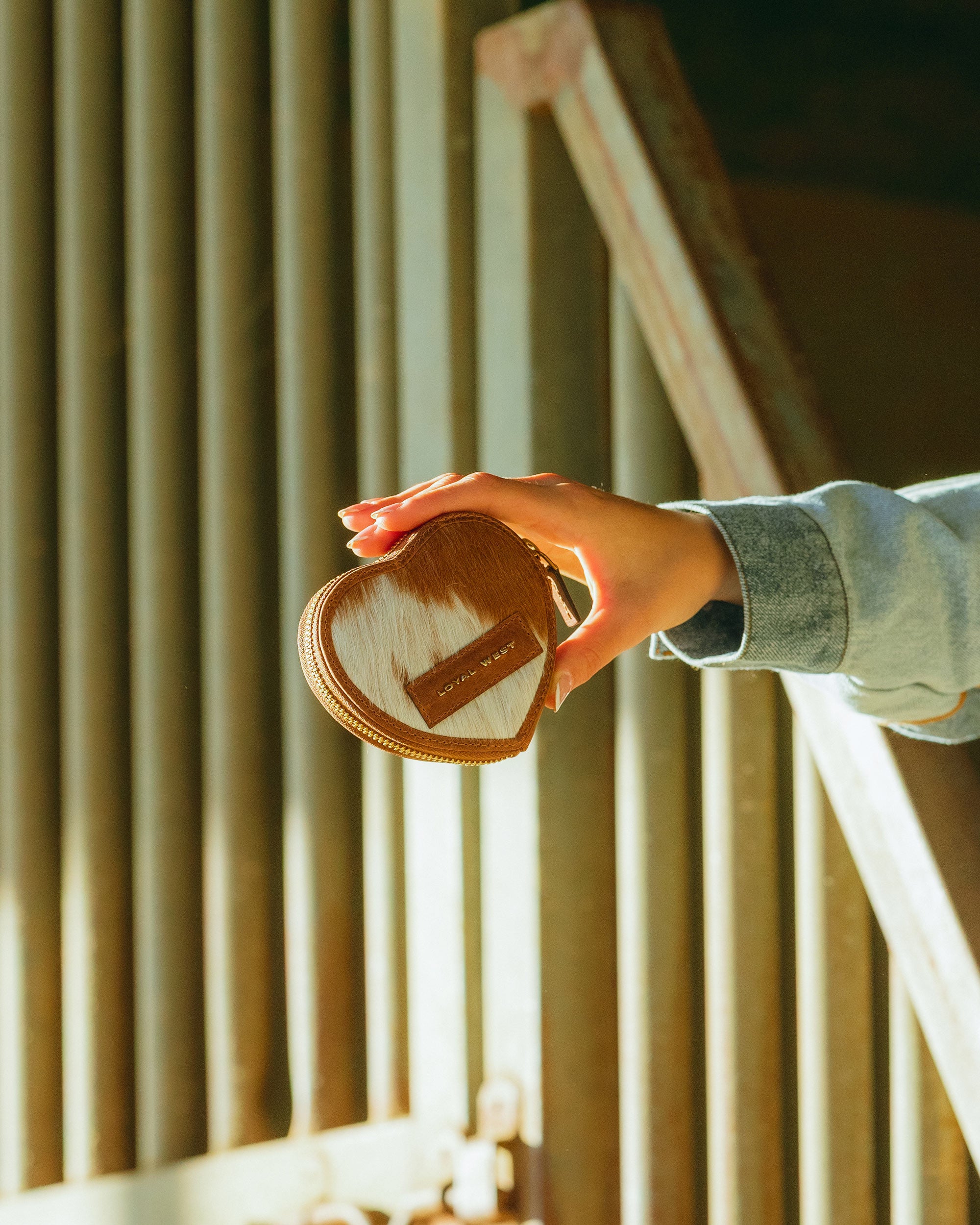 Cupid Coin Pouch In Brown &amp; White Cowhide