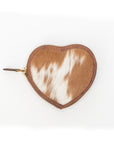 Cupid Coin Pouch In Brown & White Cowhide