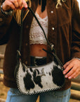 Dannia Medium Purse In Black & White Cowhide