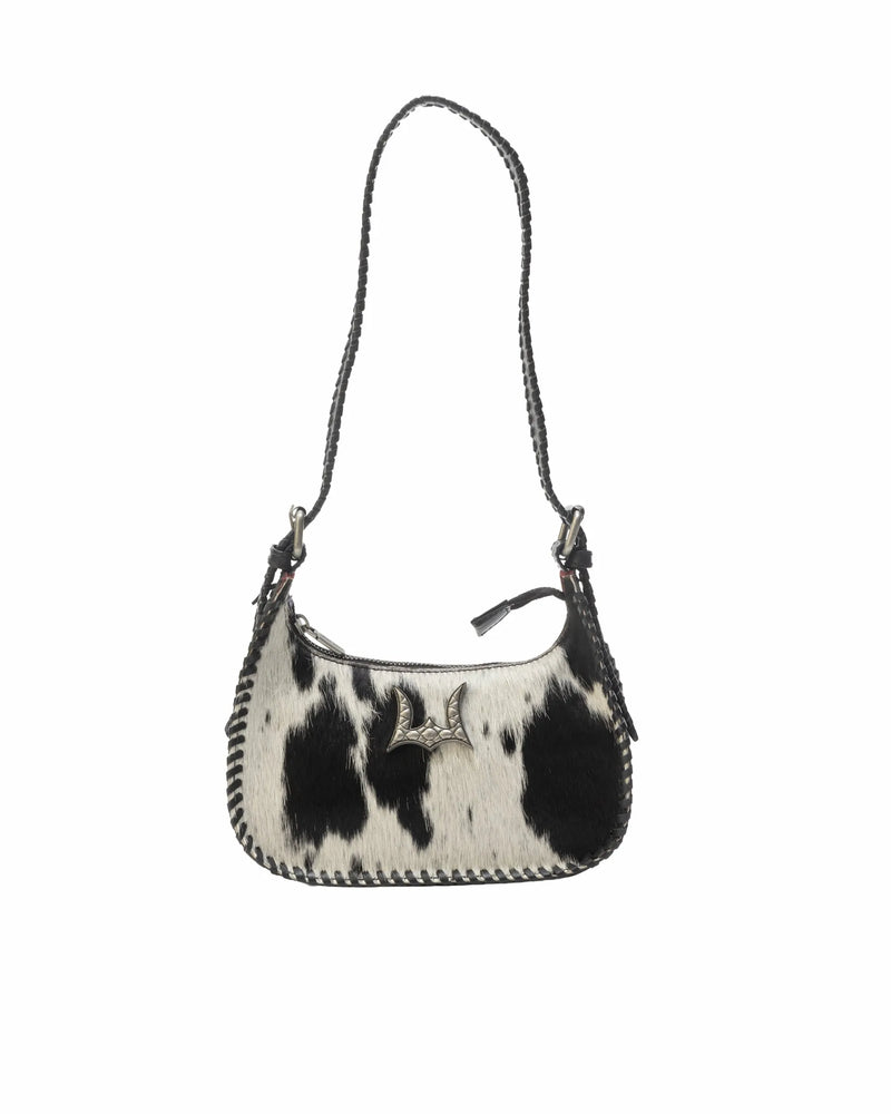 Dannia Medium Purse In Black & White Cowhide