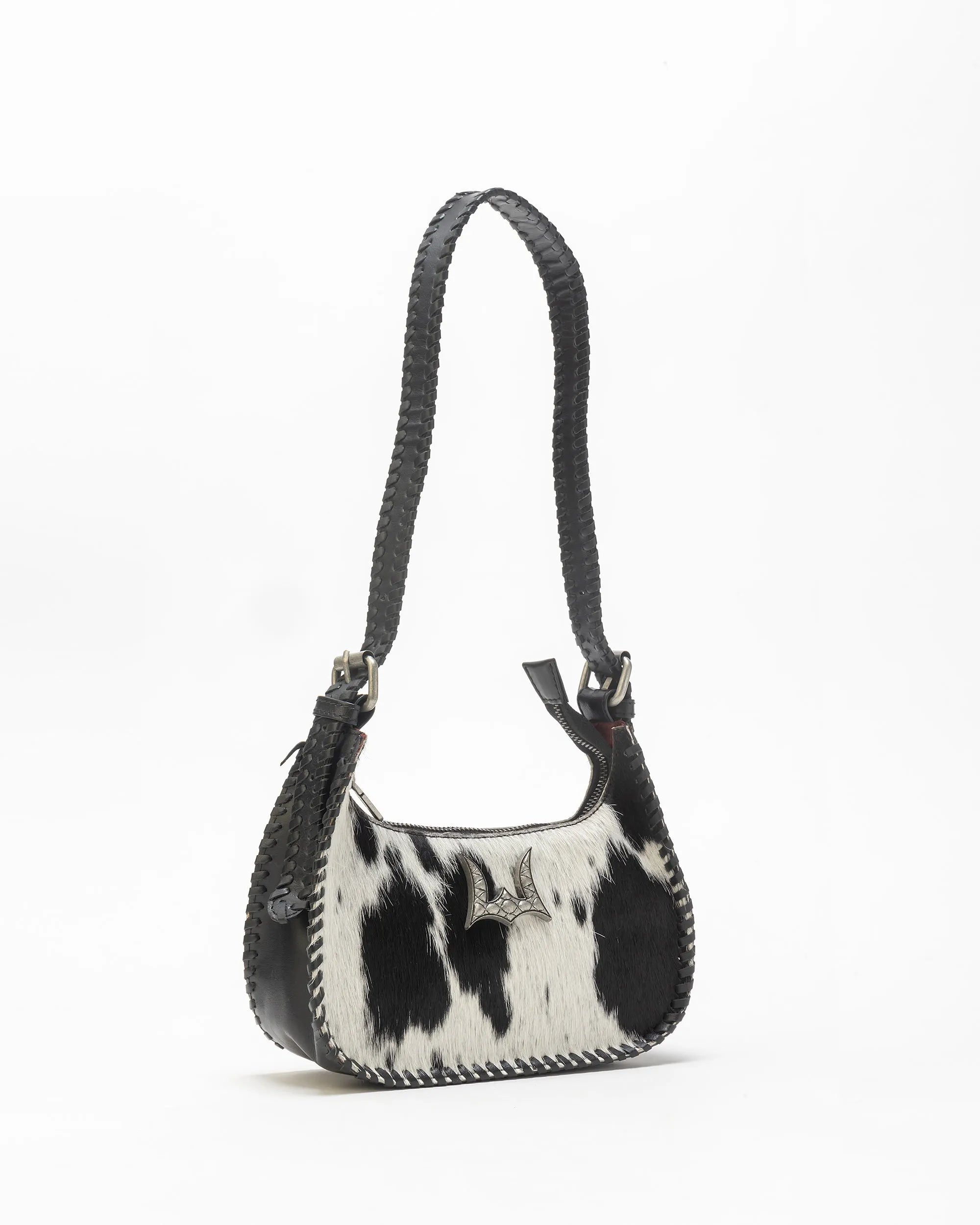 Dannia Medium Purse In Black &amp; White Cowhide
