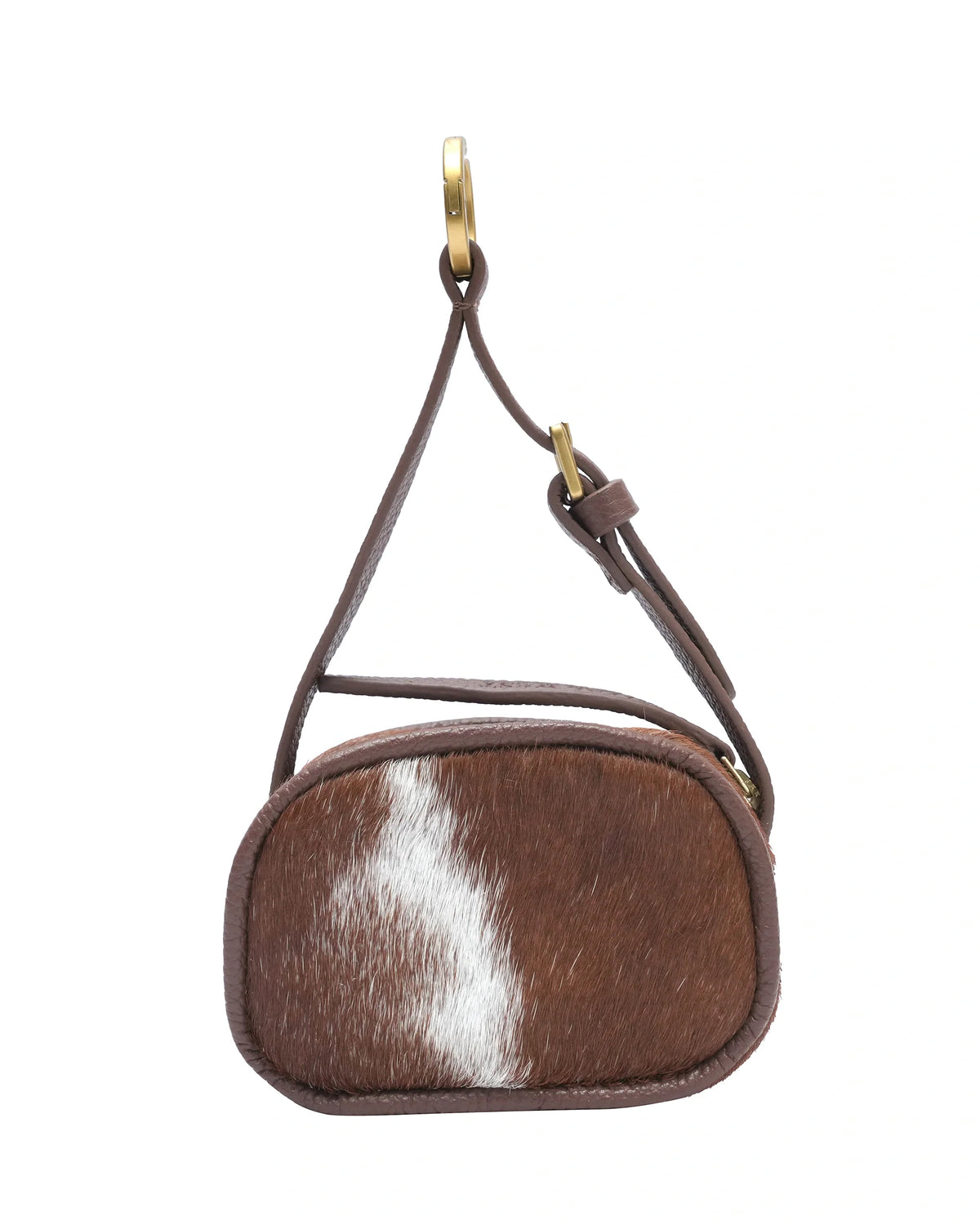 Sophia Micro Bag Charm - Brown & White Cowhide