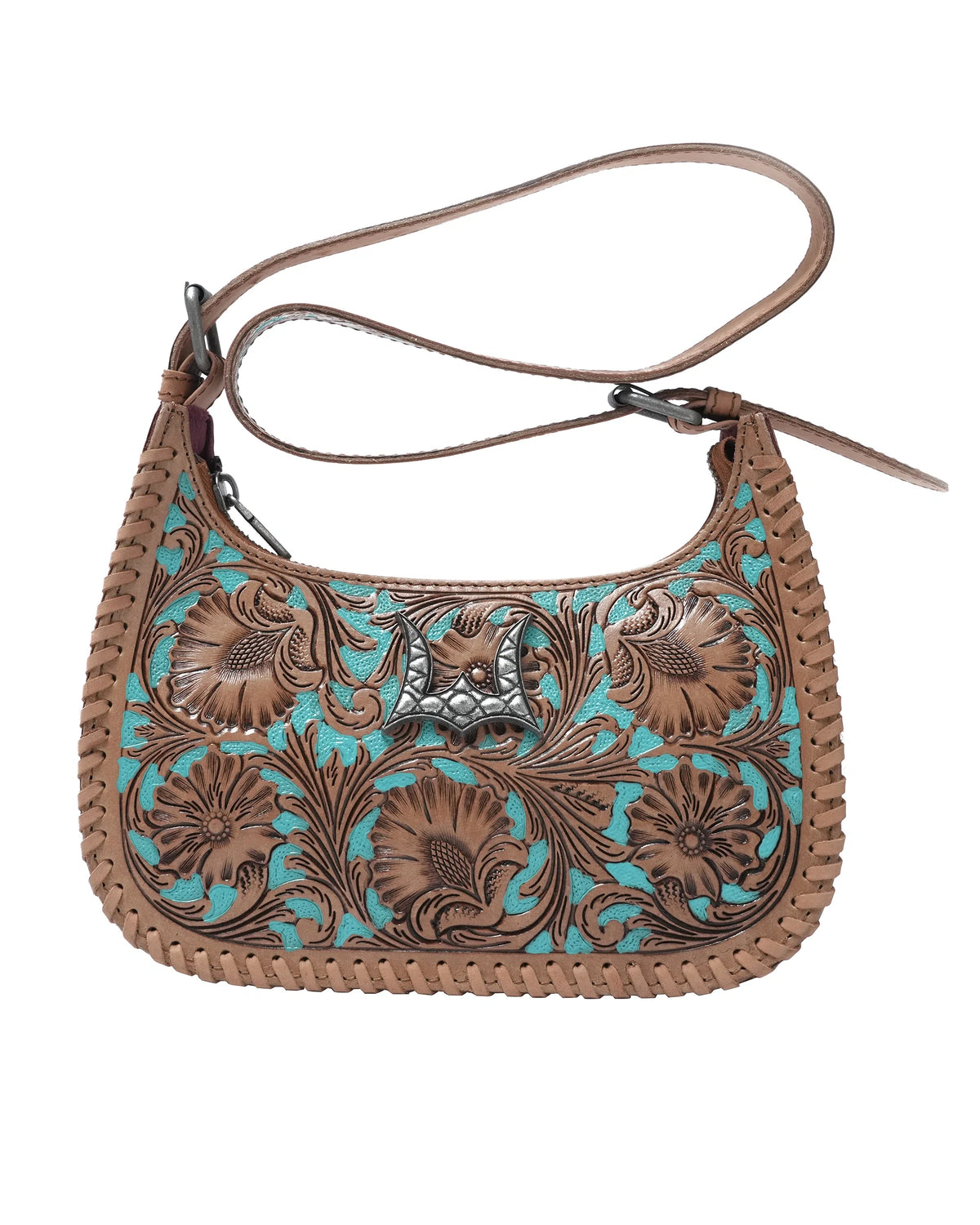 Handtooled Dannia Medium Purse - Whiskey & Water