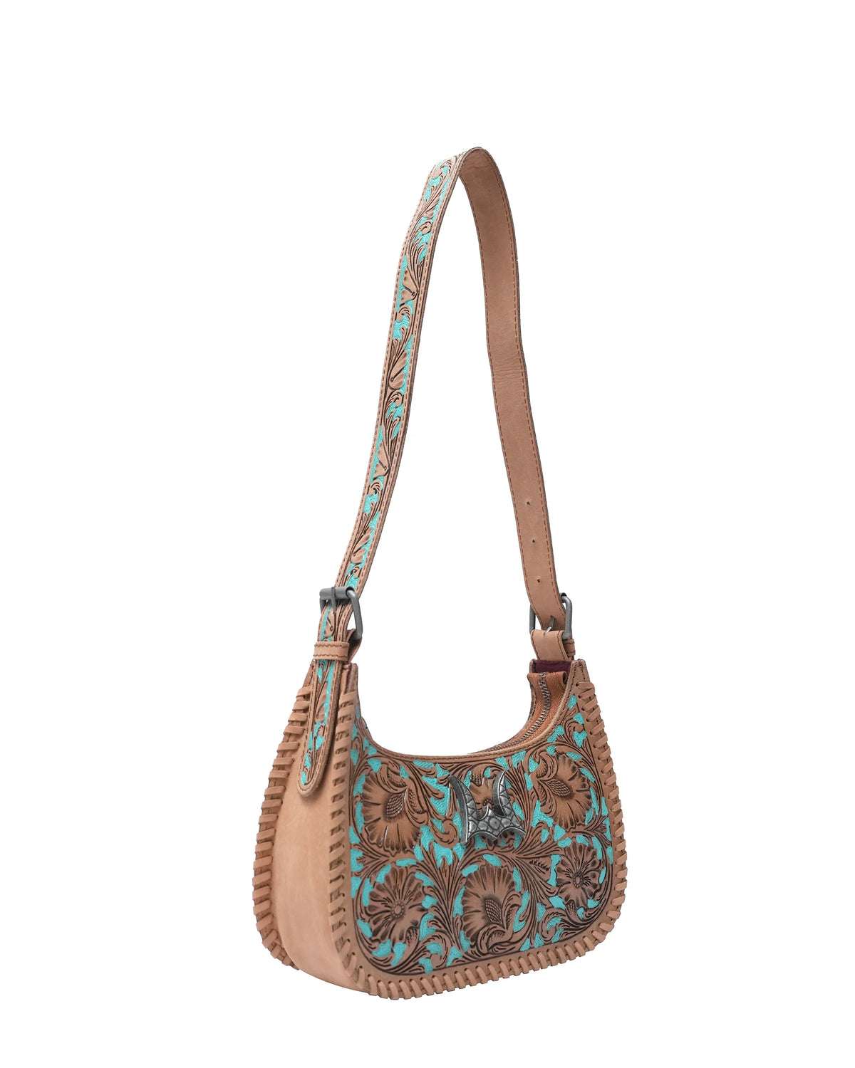 Handtooled Dannia Medium Purse - Whiskey & Water