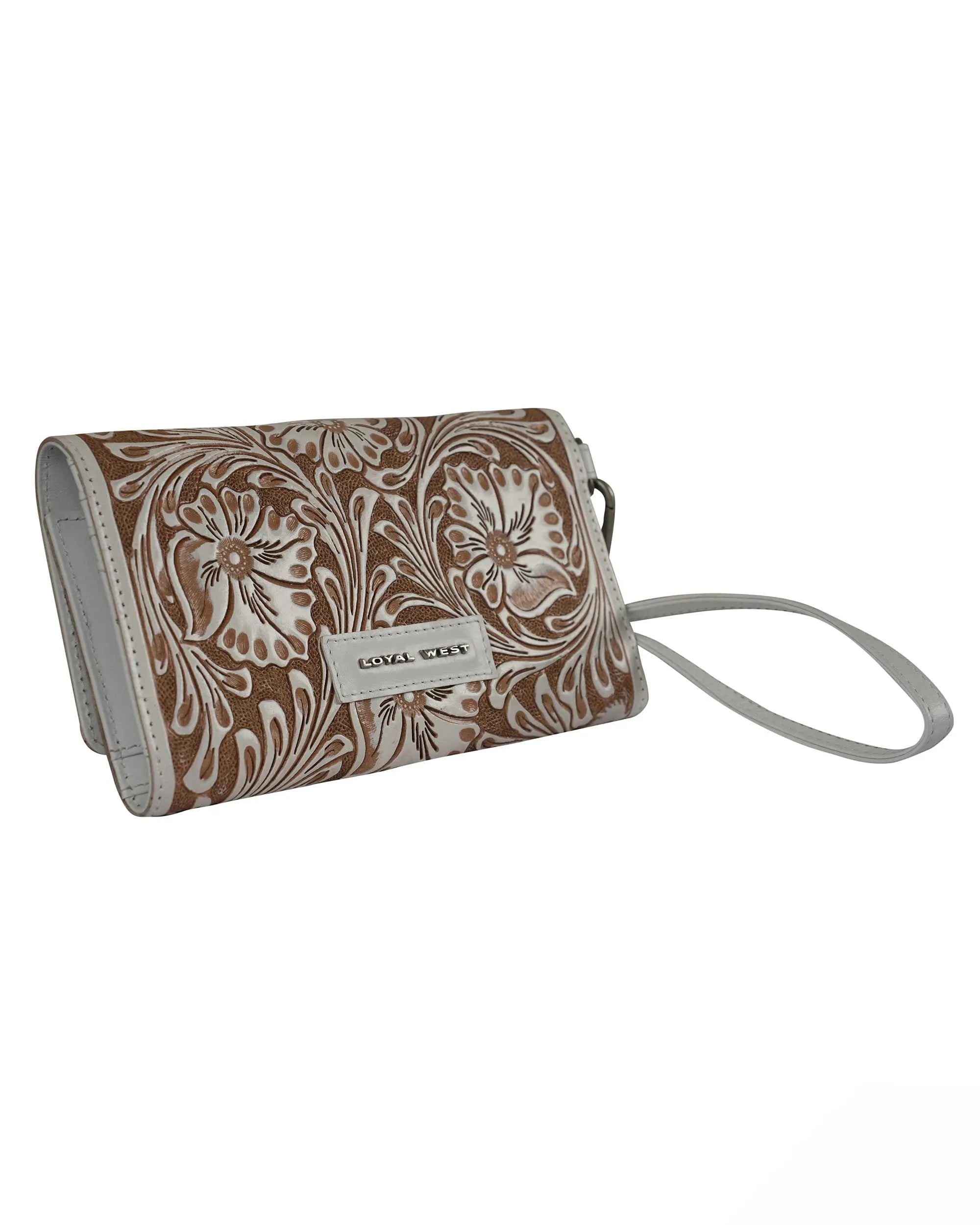Handtooled Drover Wallet - Ivory Dust