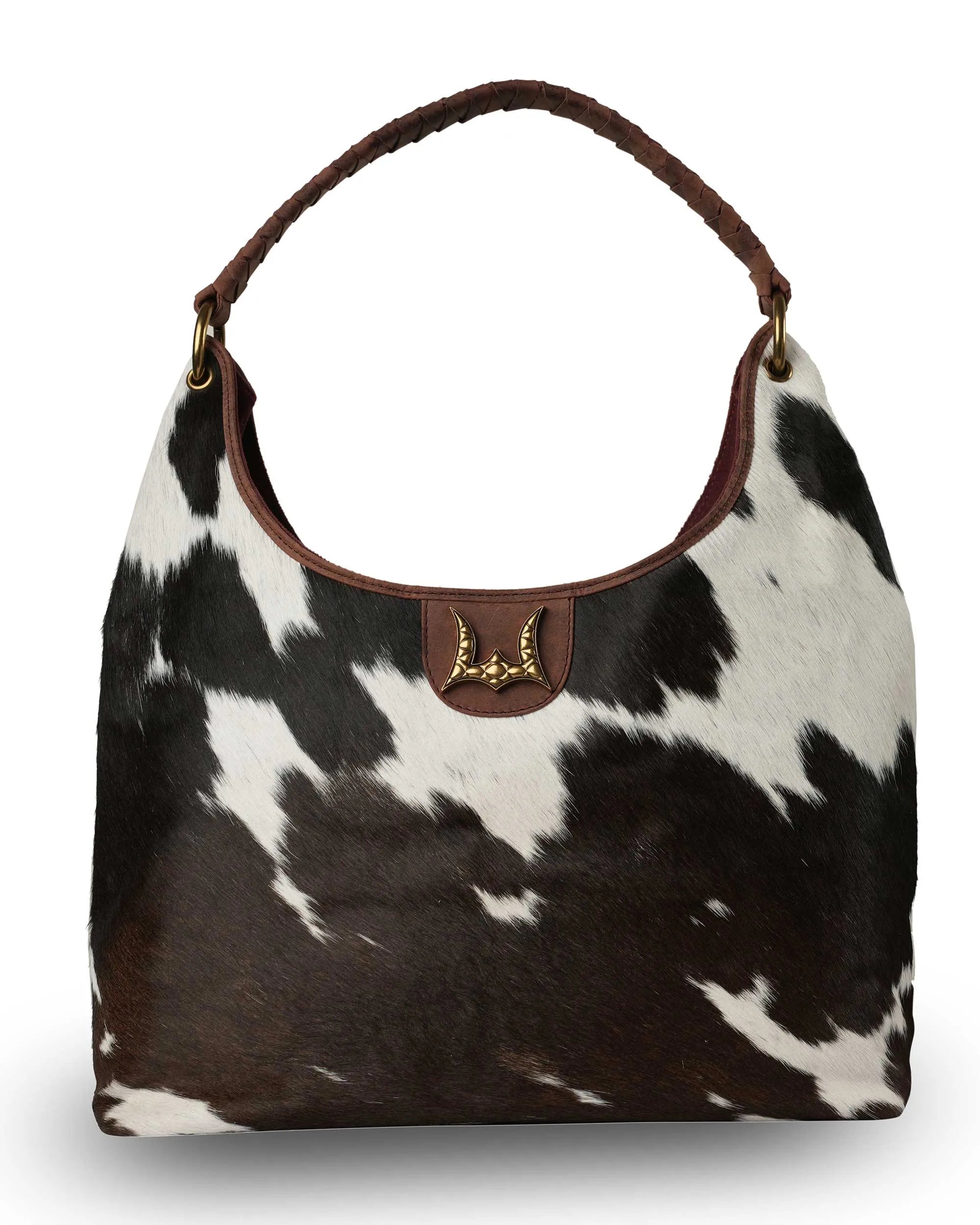LW Large Purse - Black &amp; White Cowhide With Oiled Ruby Leather