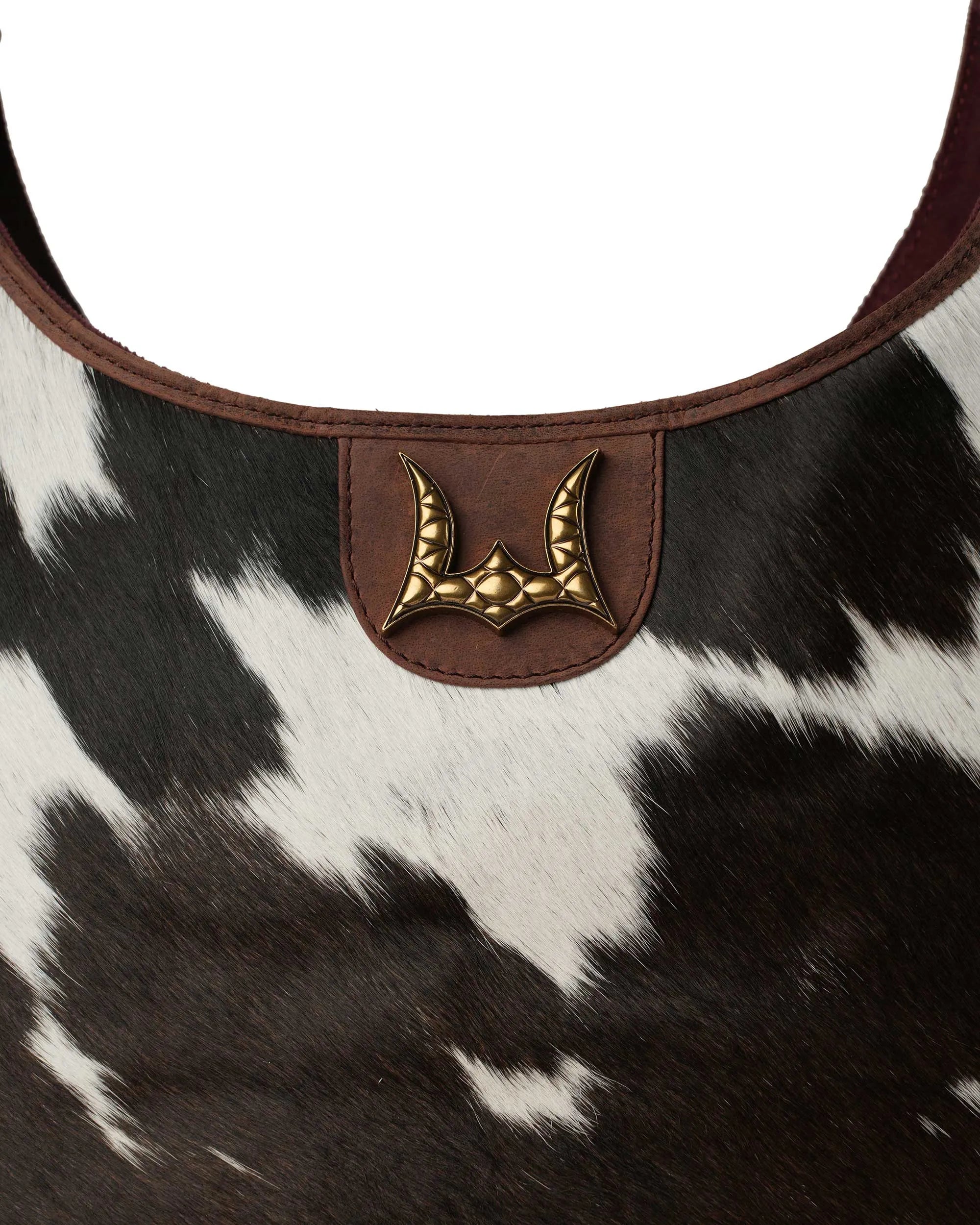 LW Large Purse - Black &amp; White Cowhide With Oiled Ruby Leather