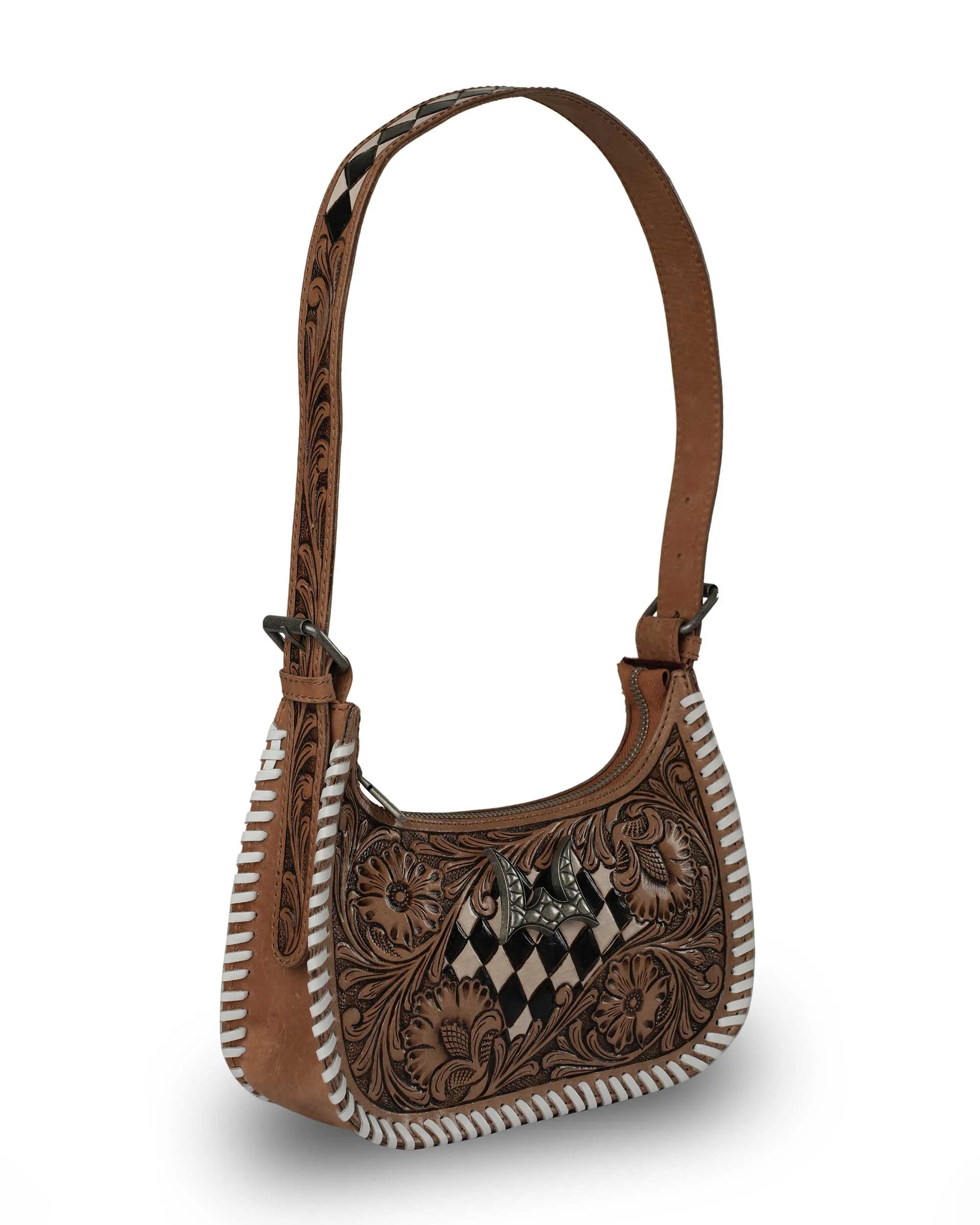 HANDTOOLED DANNIA MEDIUM PURSE – CHECKERED EDITION