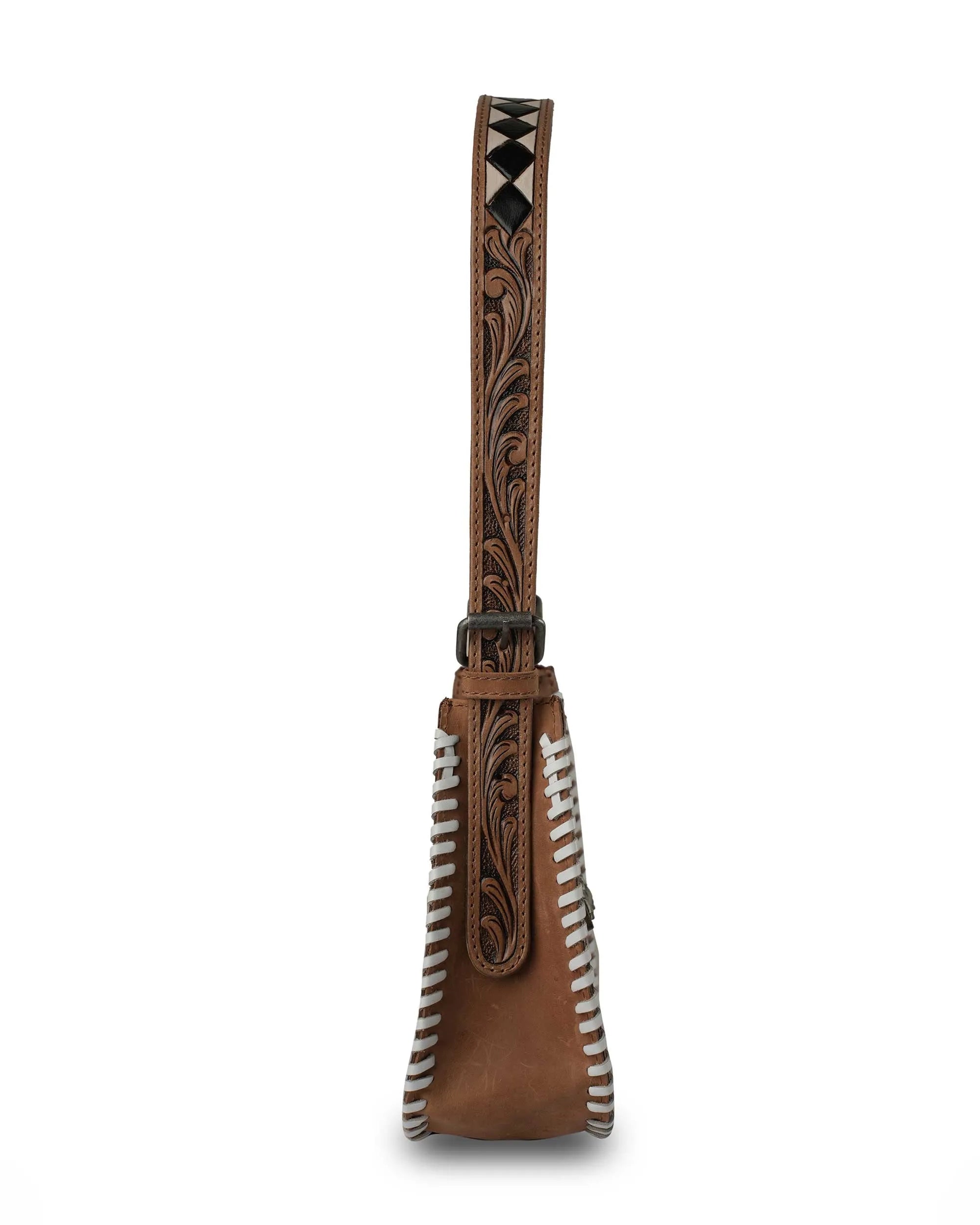 HANDTOOLED DANNIA MEDIUM PURSE – CHECKERED EDITION