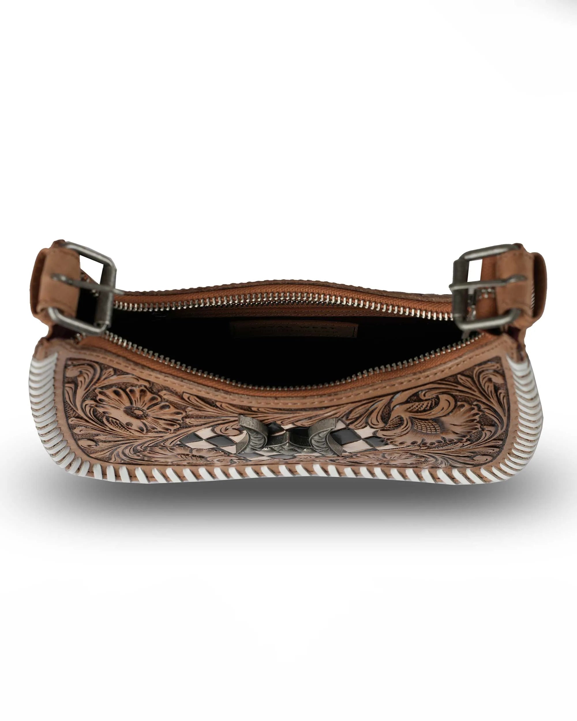 HANDTOOLED DANNIA MEDIUM PURSE – CHECKERED EDITION