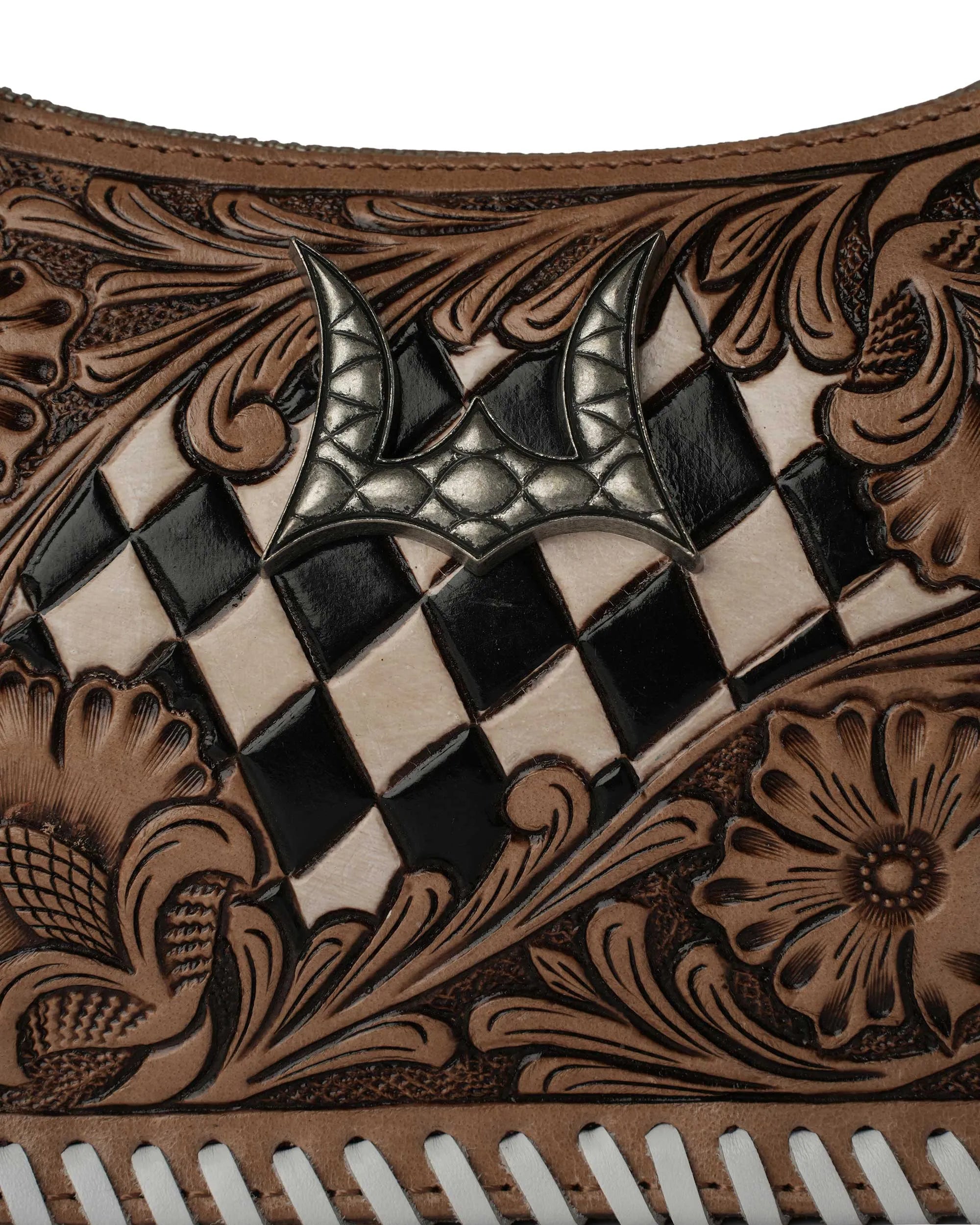 HANDTOOLED DANNIA MEDIUM PURSE – CHECKERED EDITION