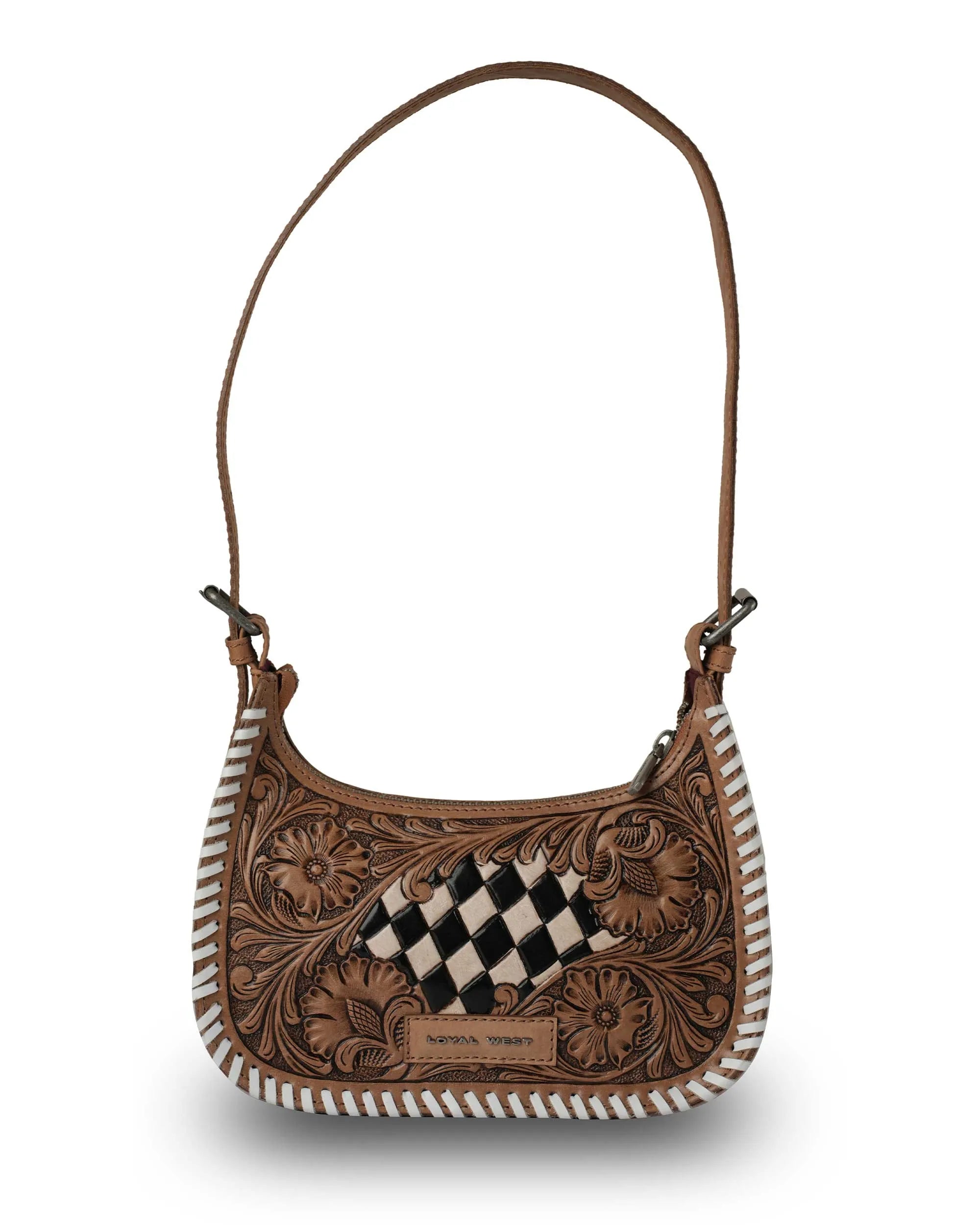 HANDTOOLED DANNIA MEDIUM PURSE – CHECKERED EDITION