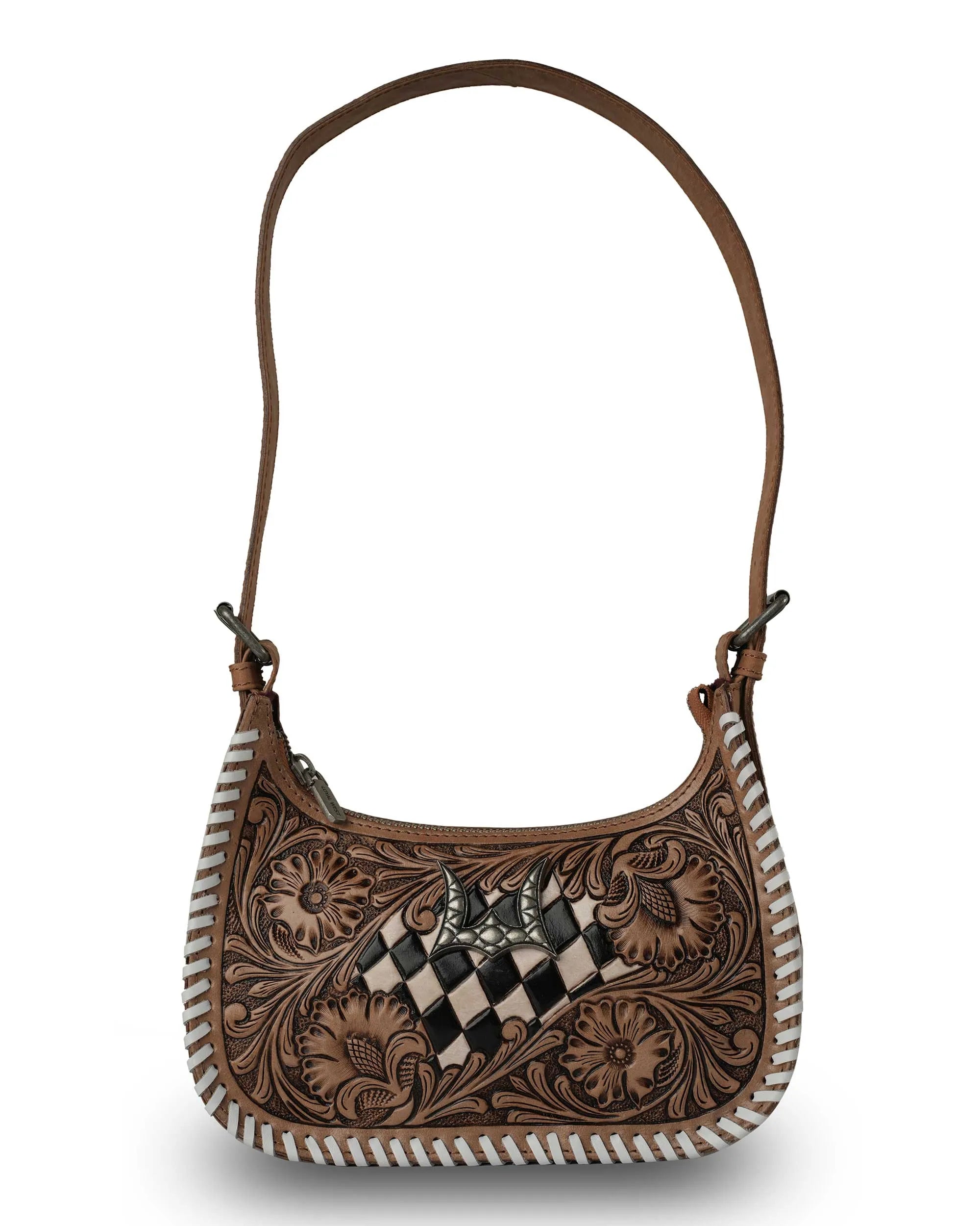 HANDTOOLED DANNIA MEDIUM PURSE – CHECKERED EDITION