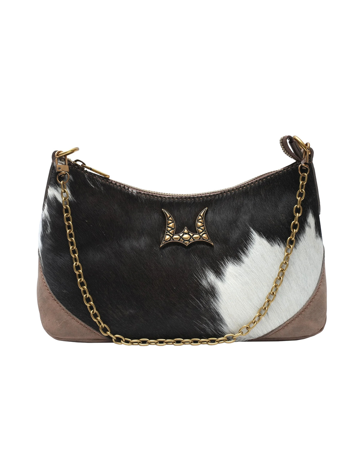 Montana Medium Shoulder Bag - Black &amp; White Cowhide