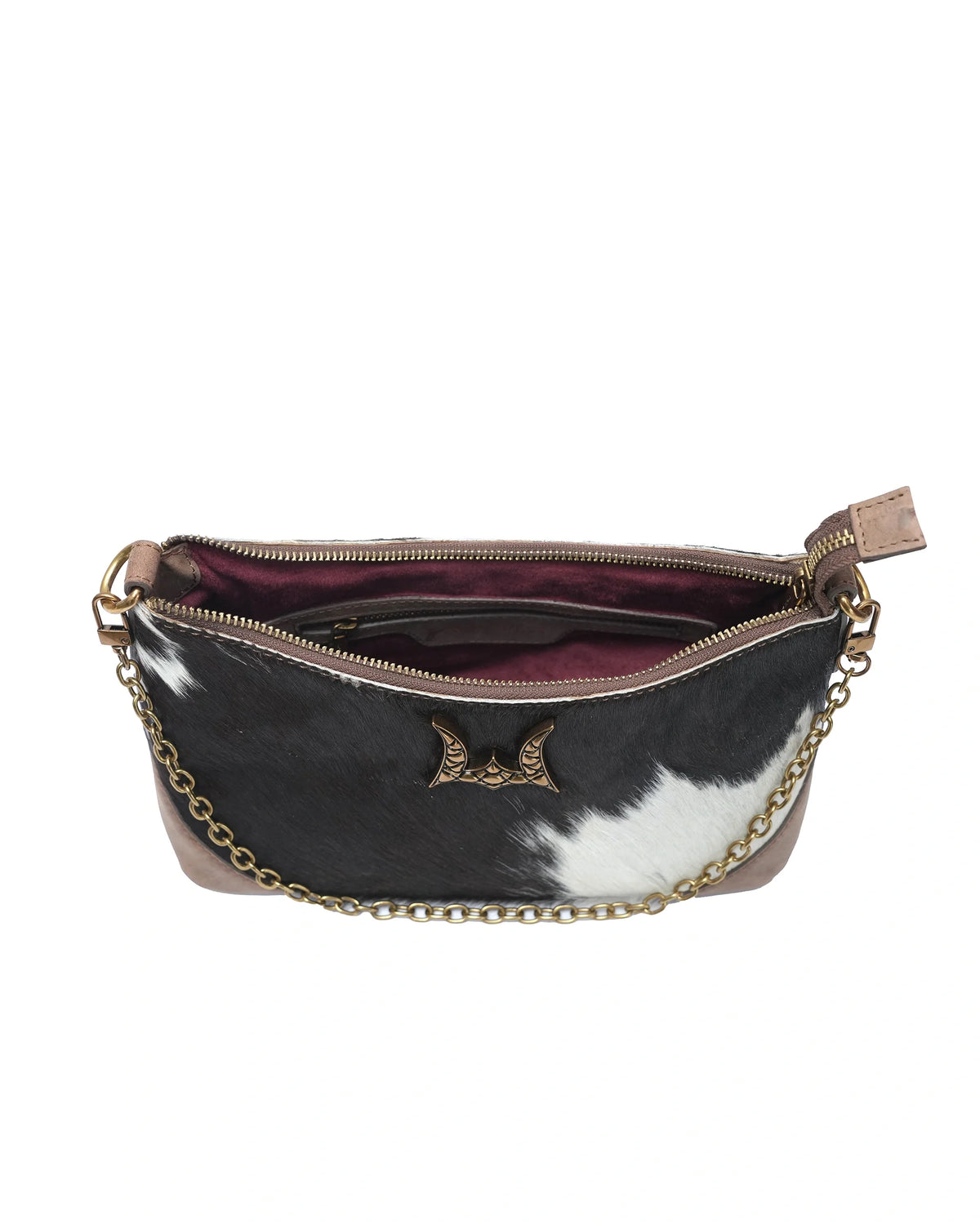 Montana Medium Shoulder Bag - Black &amp; White Cowhide