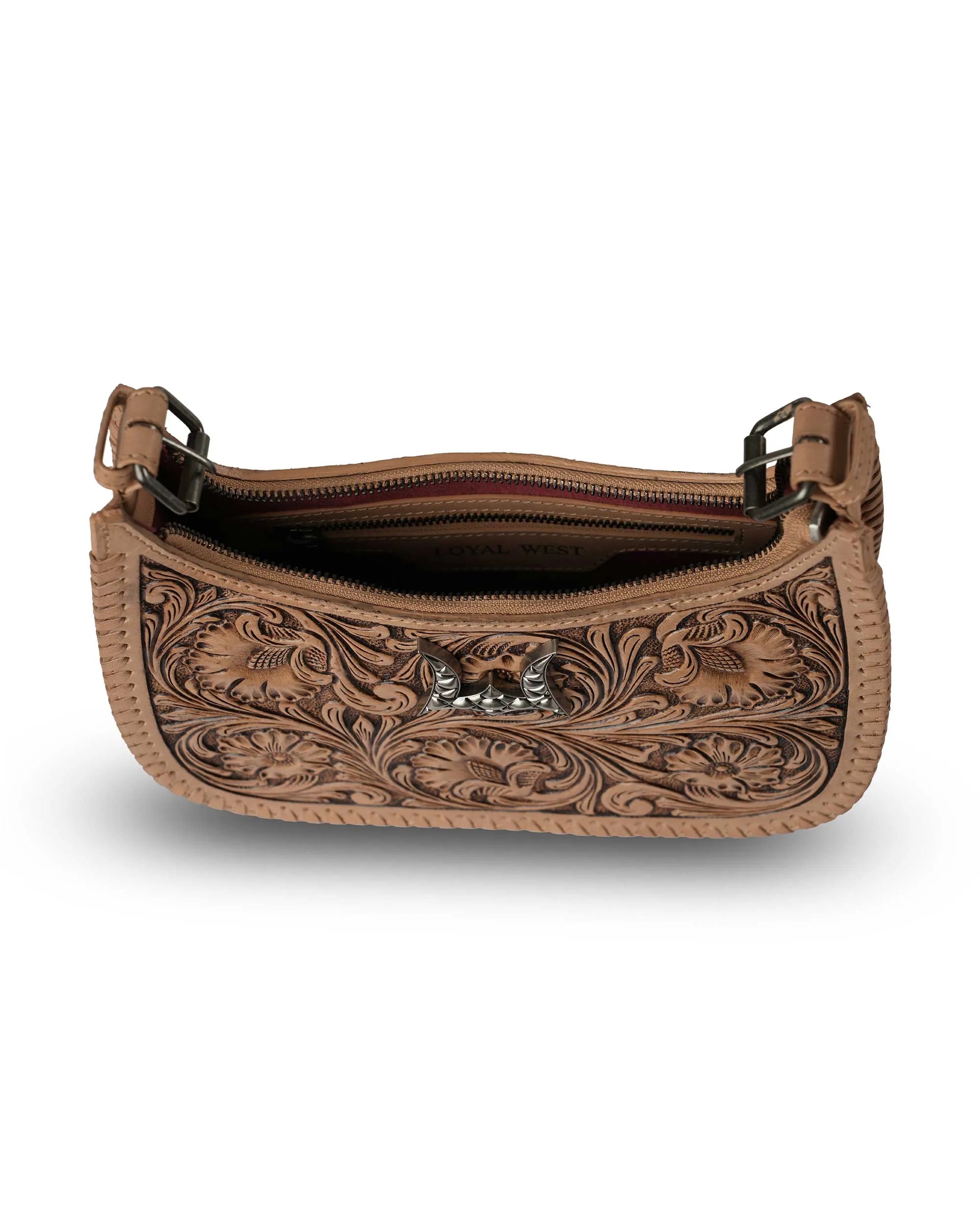Handtooled Dannia Large Purse - Saddle Brown