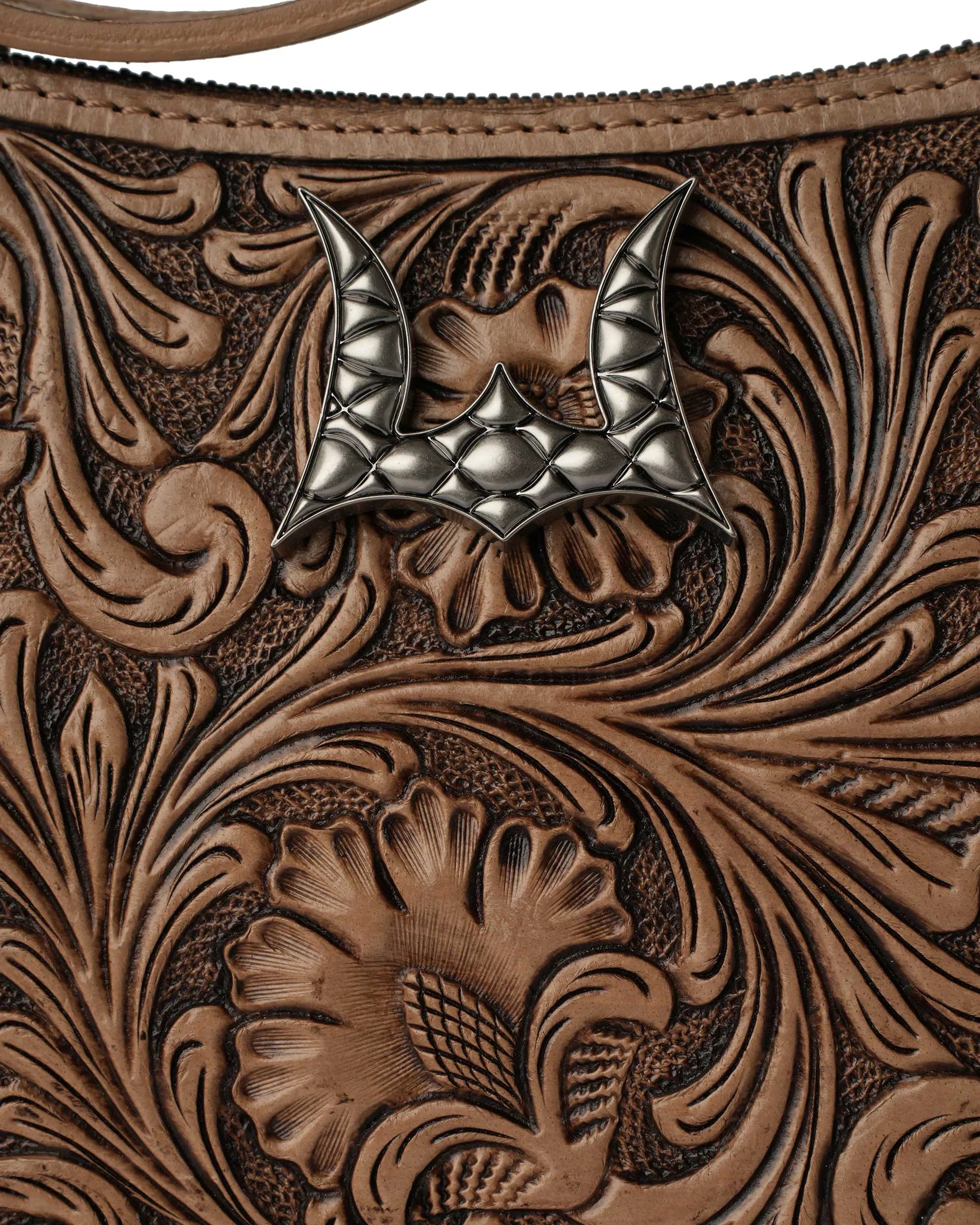 Handtooled Dannia Large Purse - Saddle Brown