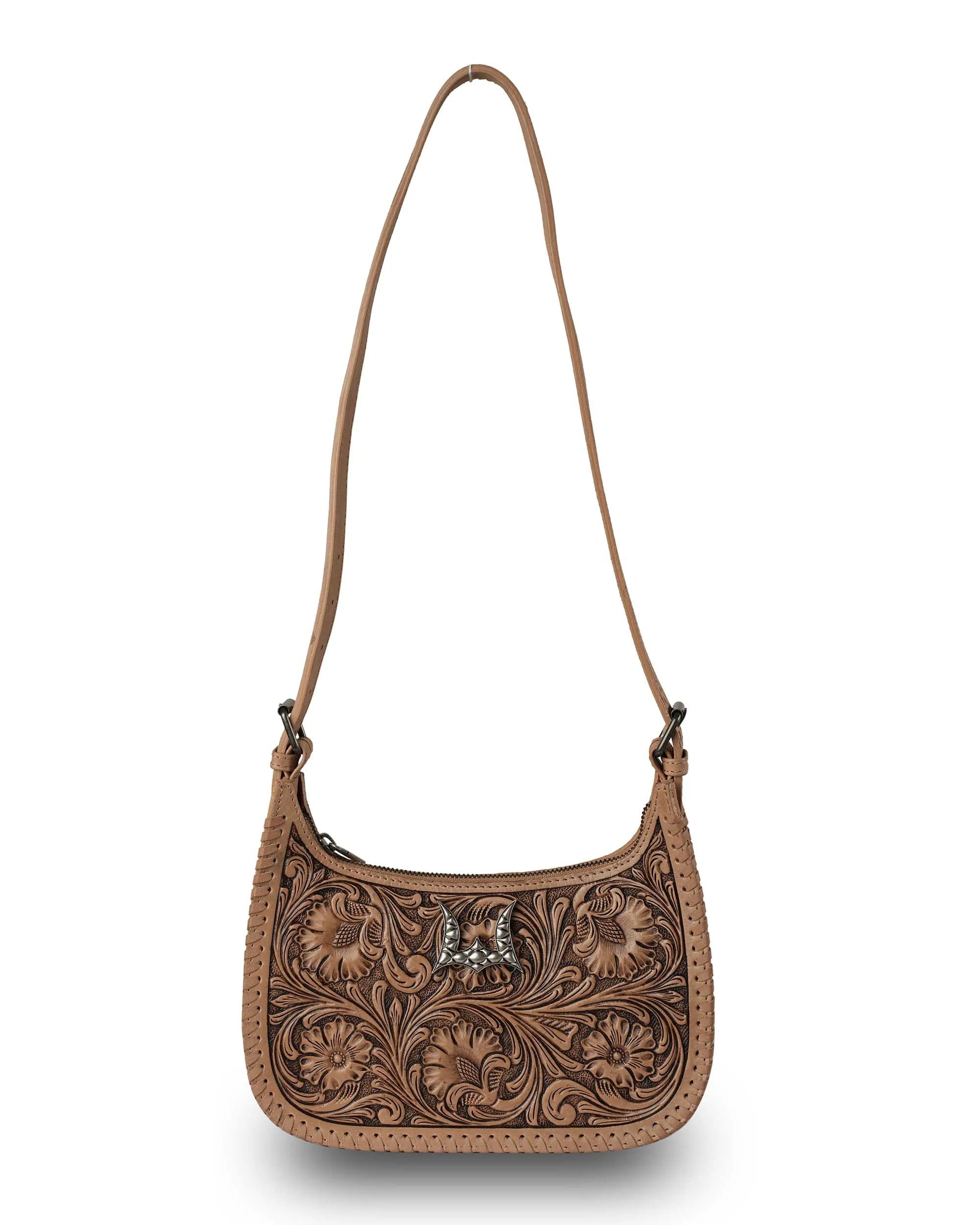 Handtooled Dannia Large Purse - Saddle Brown