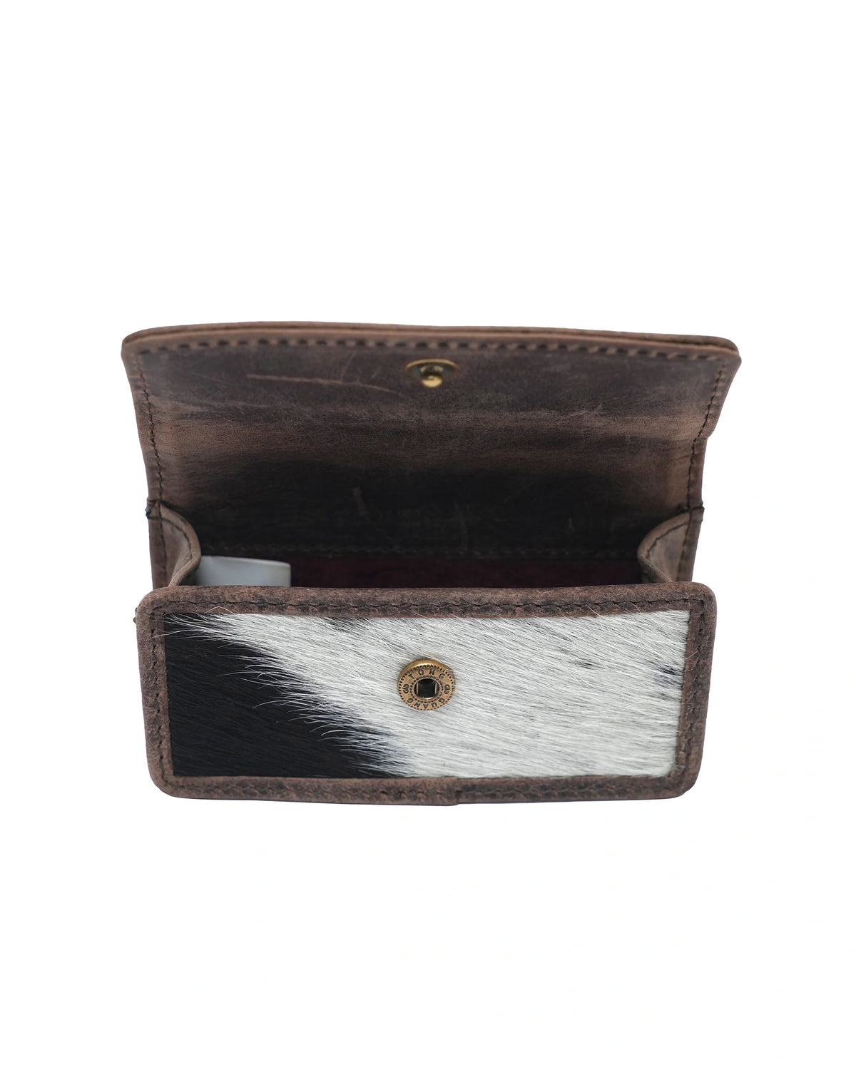 Cattle Lipstick Case - Black &amp; White Cowhide