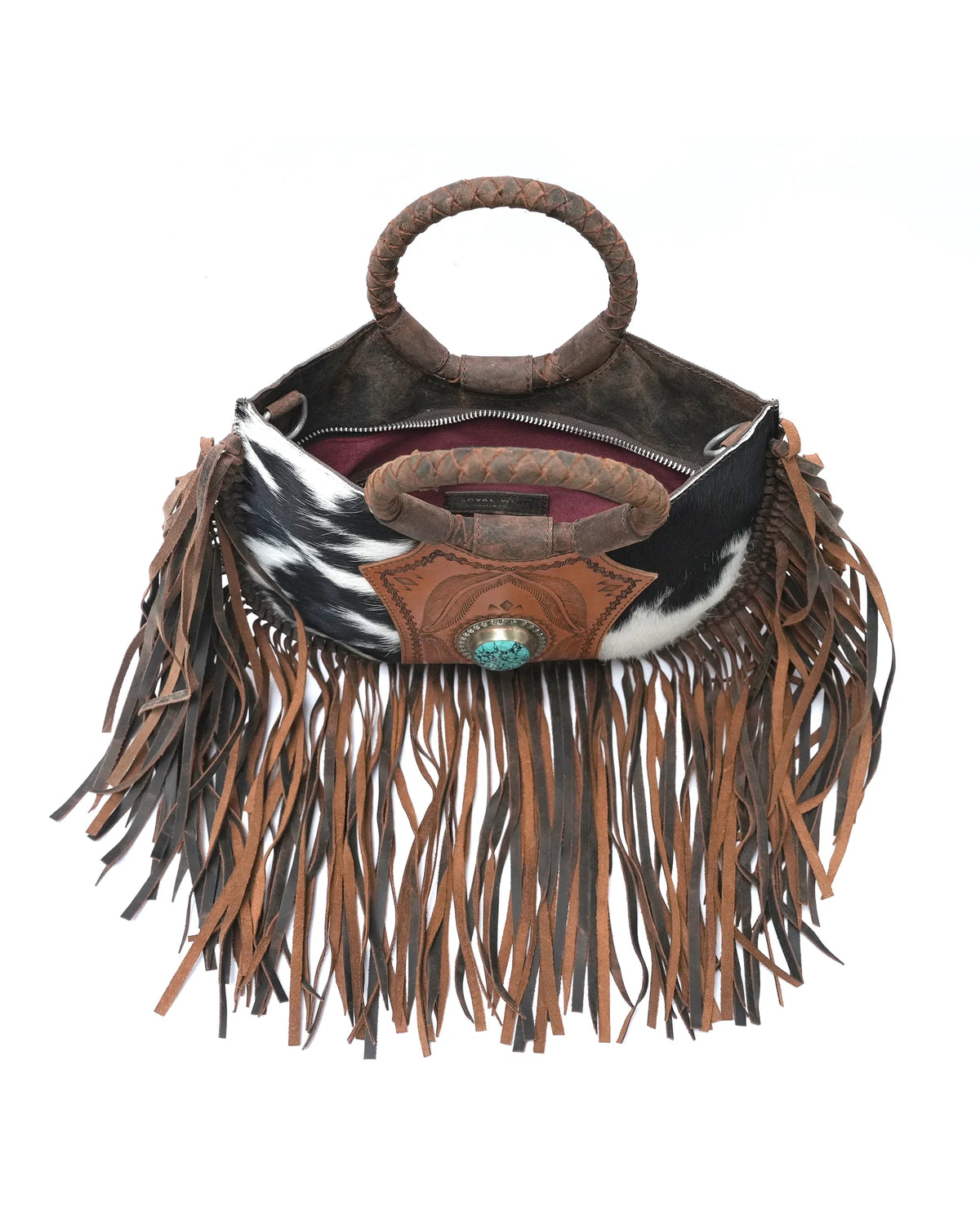 Sedona Tassle Bag - Black &amp; White Cowhide