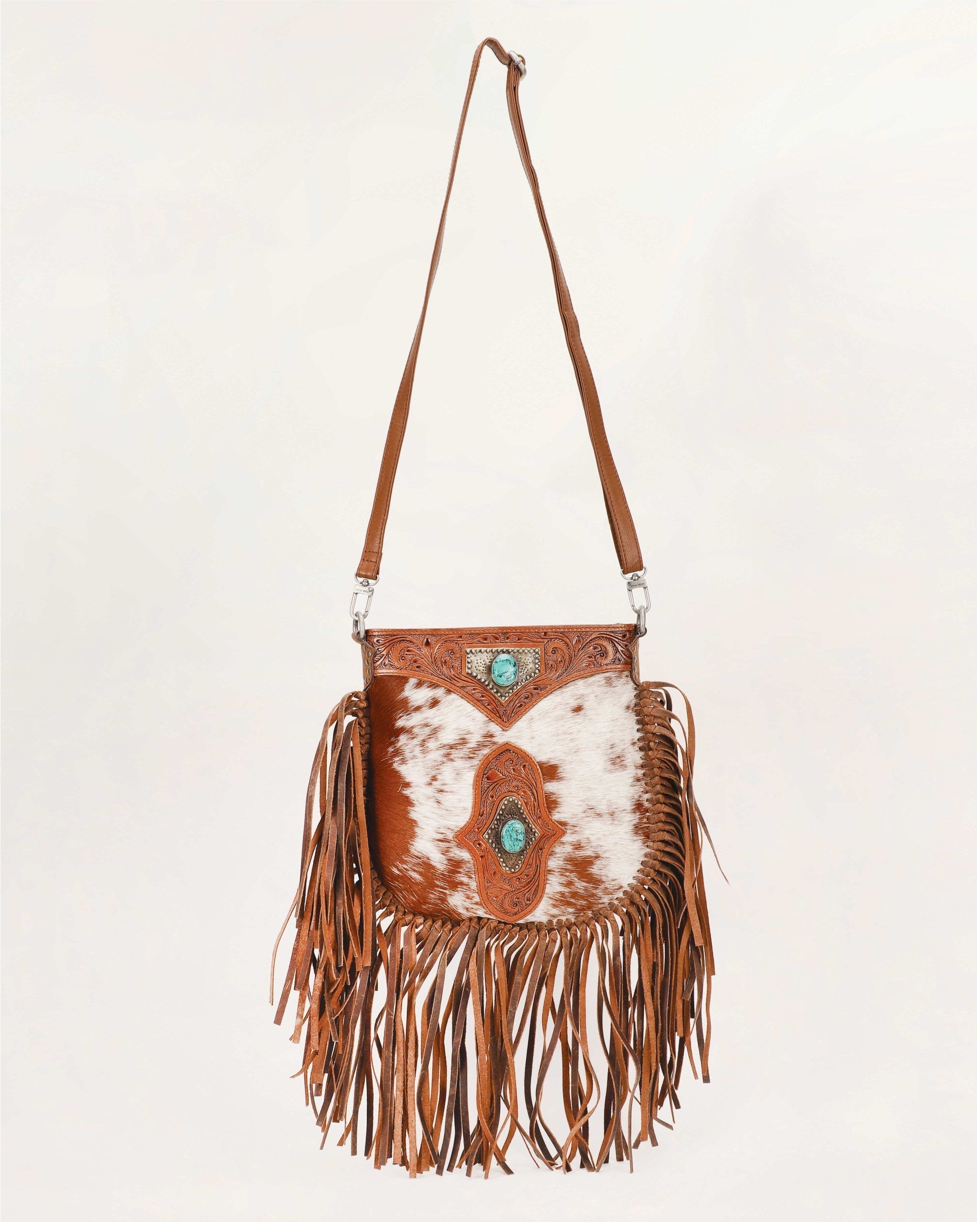 Mojave Tassle Bag - Black &amp; White Cowhide
