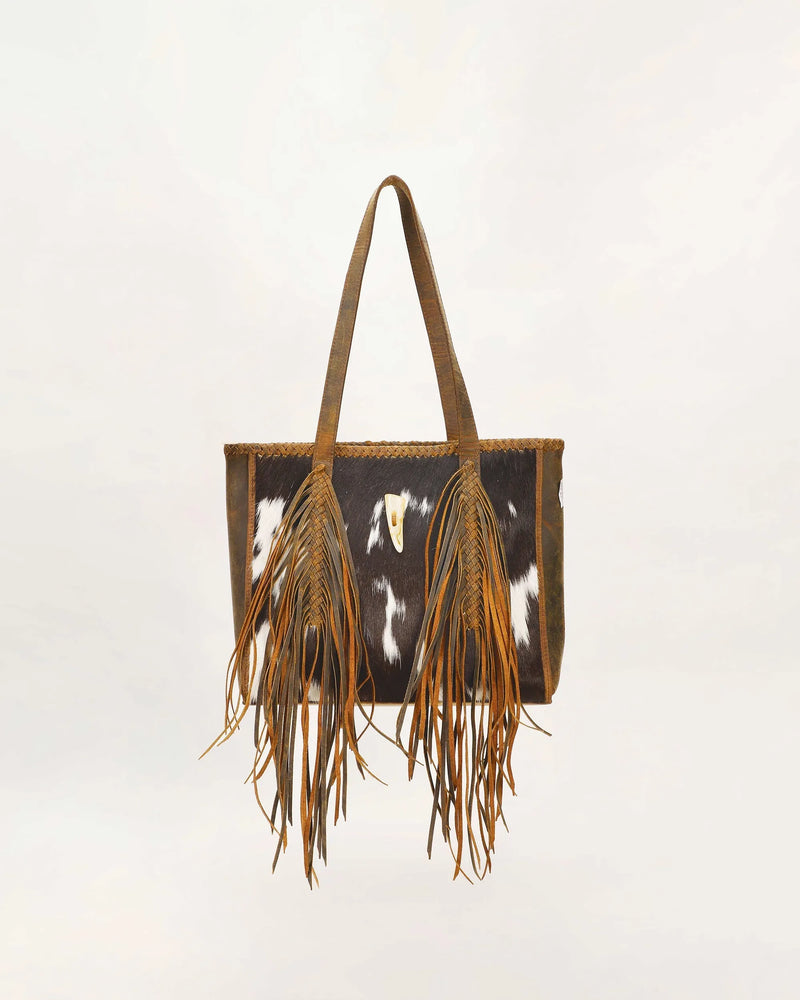 Hide And Fringe Medium Cowhide Purse