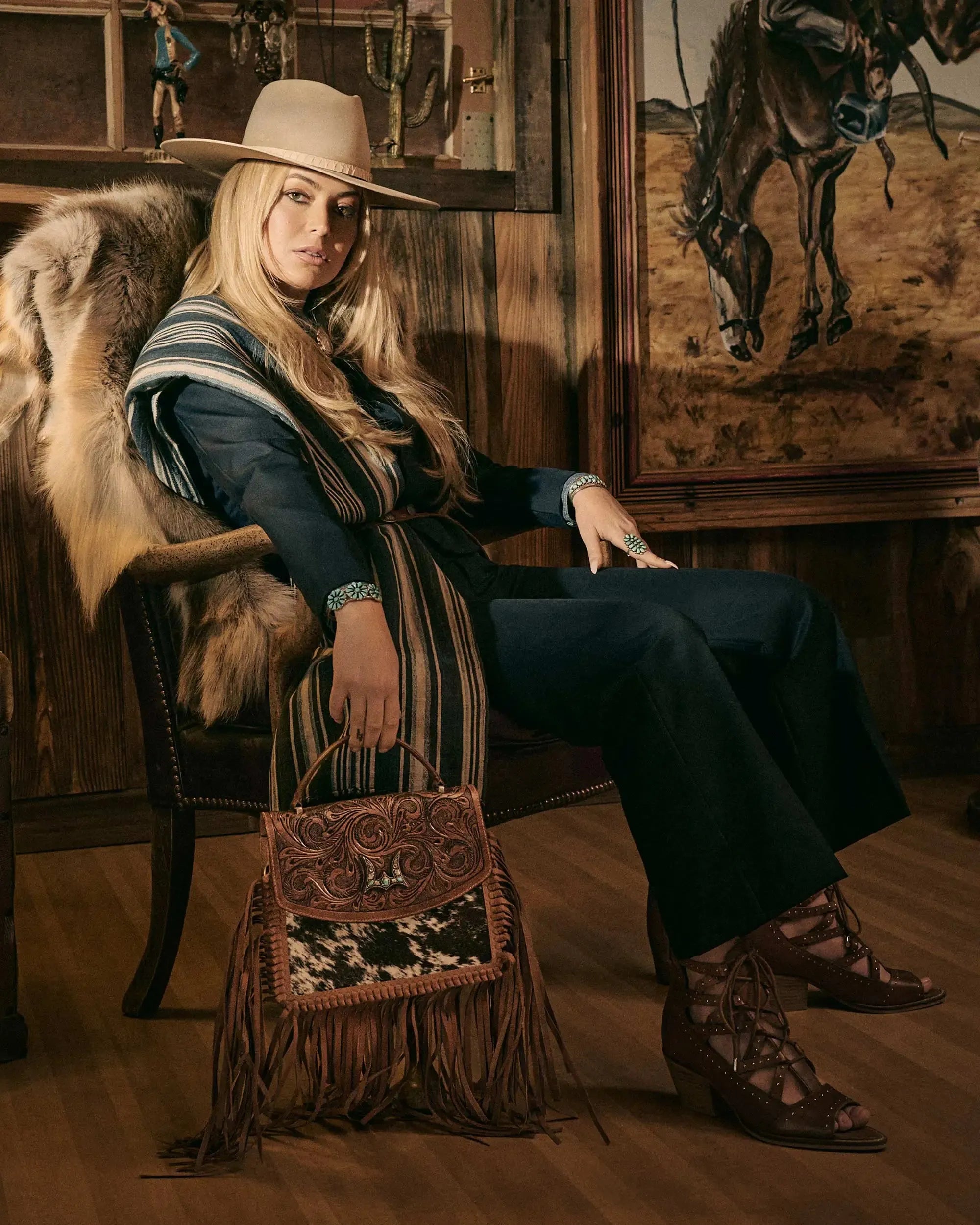 Classic Flap Medium Tassle Bag Cowhide And Calfskin