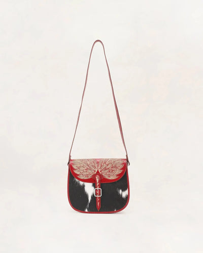 Red Handtooled Leather And Cowhide