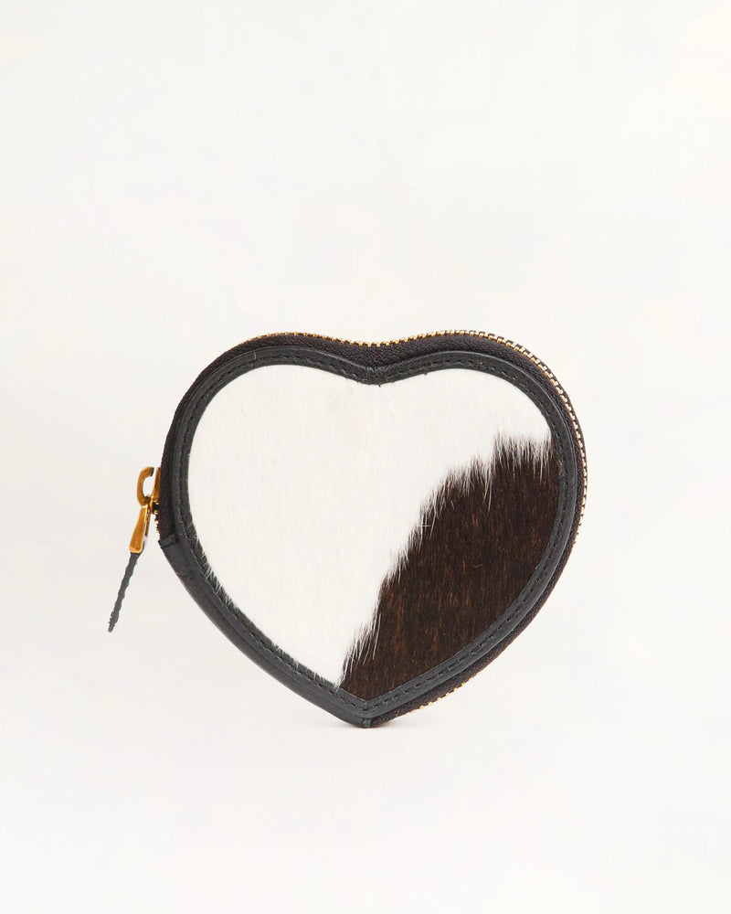 Black & White Cowhide Cupid Coin Pouch