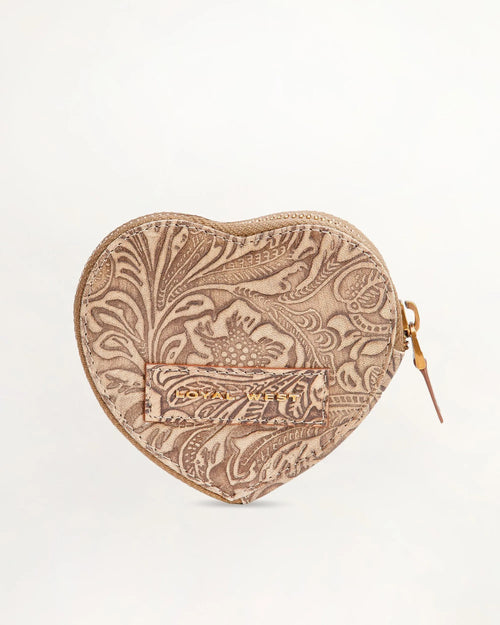 Cupid Coin Pouch in Embossed Floral Leather