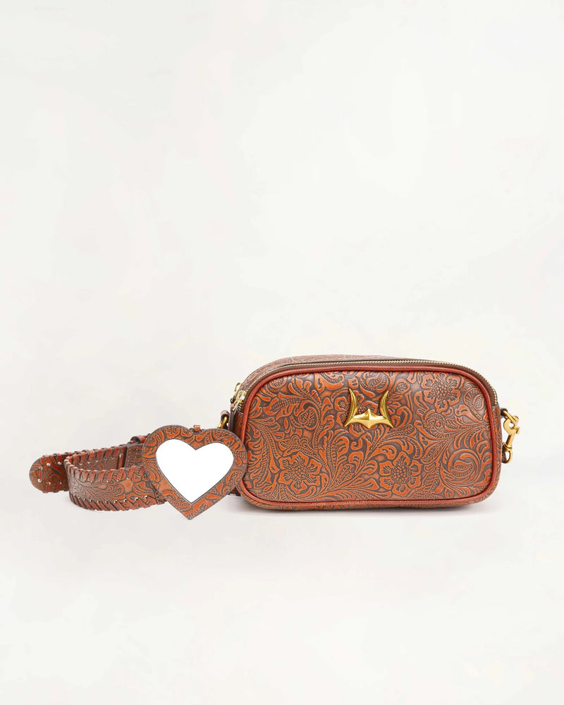 Sophia Shoulder Bag – Brown Floral Leather