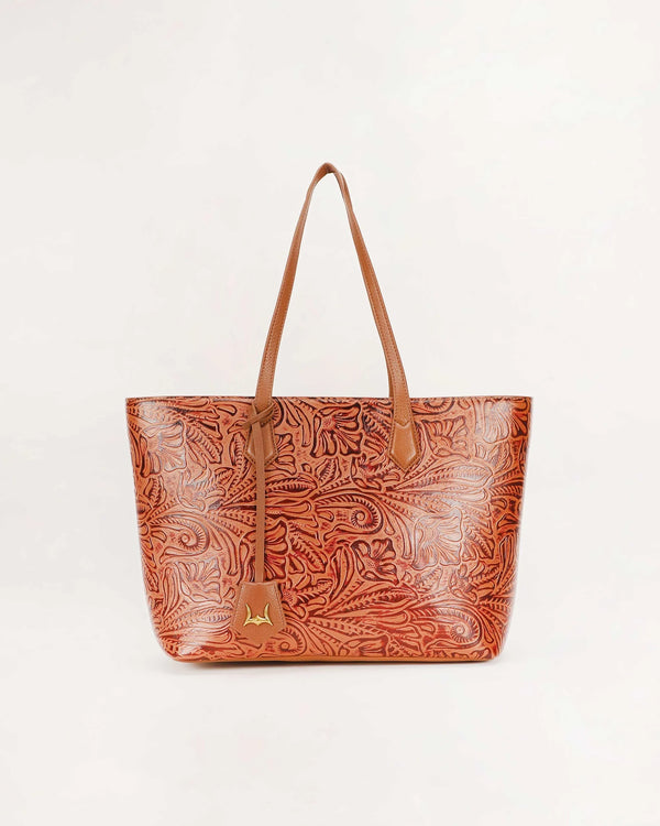California Poppy Large Bag Brown Floral