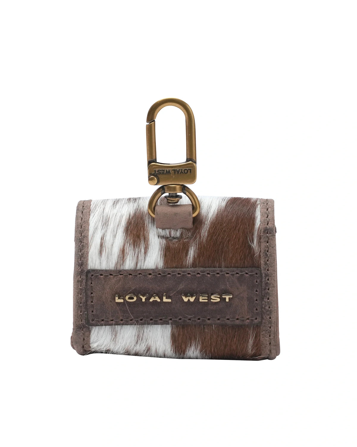 Gloriana Clip On Bag Charm - Brown & White Cowhide