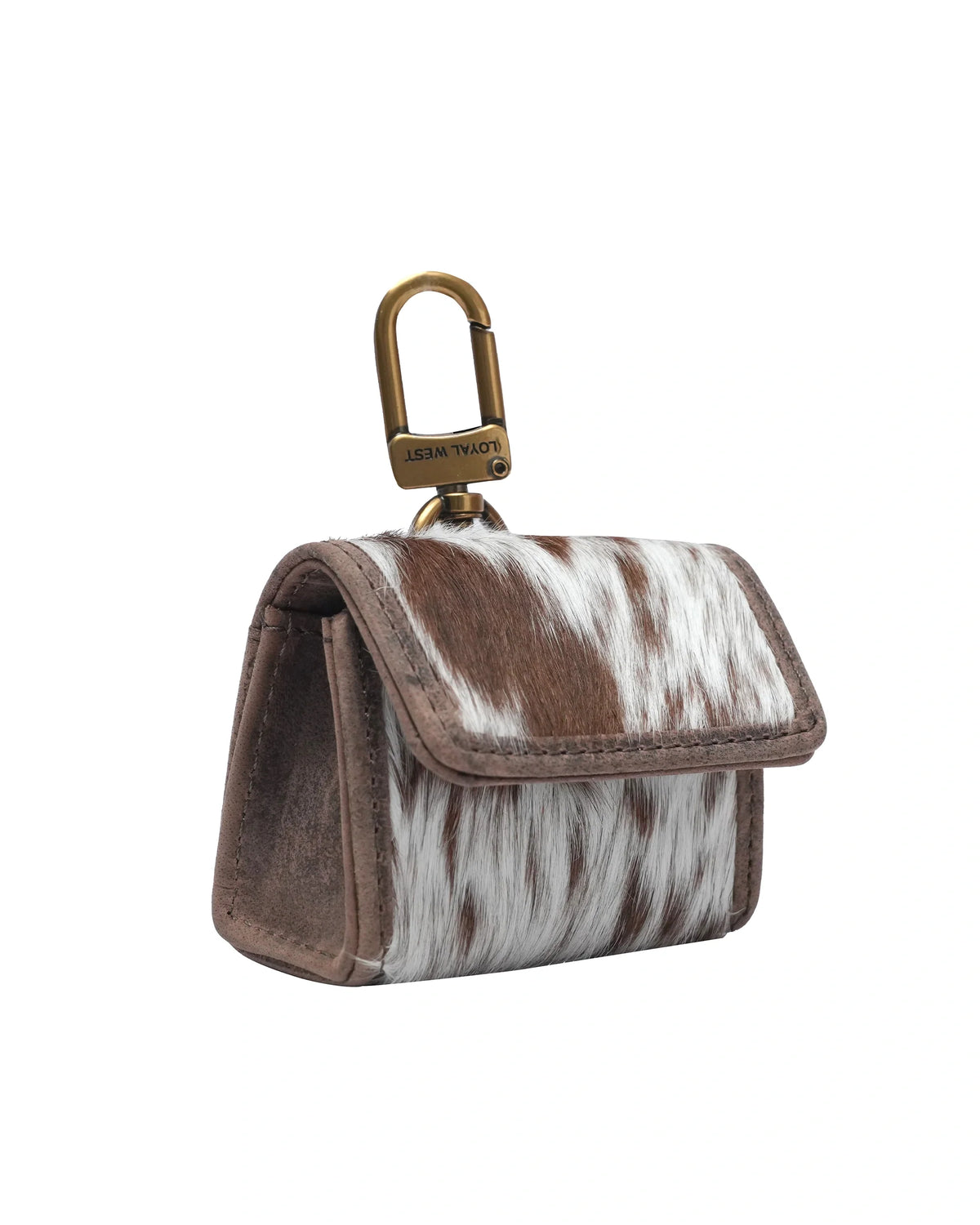 Gloriana Clip On Bag Charm - Brown & White Cowhide