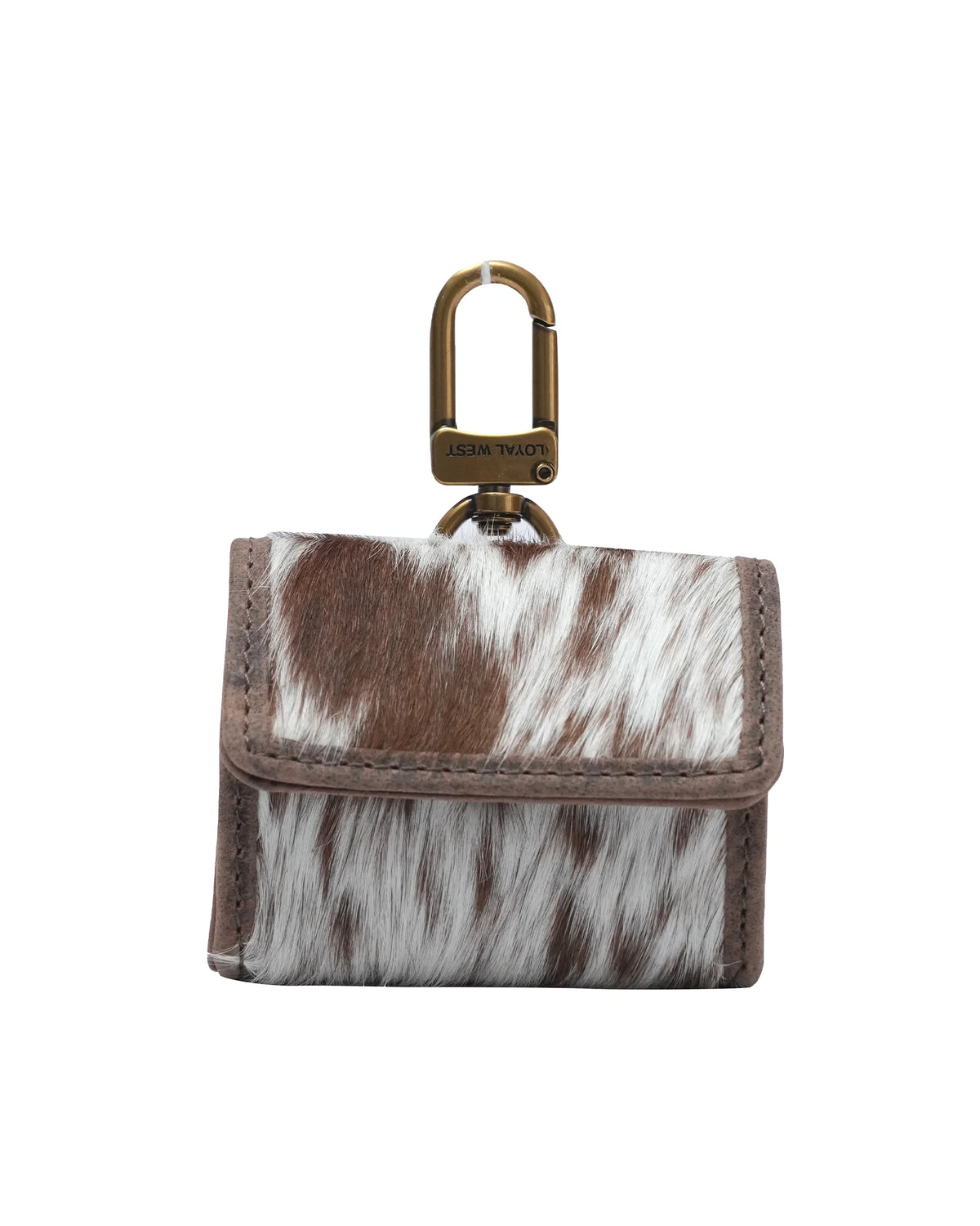 Gloriana Clip On Bag Charm - Brown &amp; White Cowhide