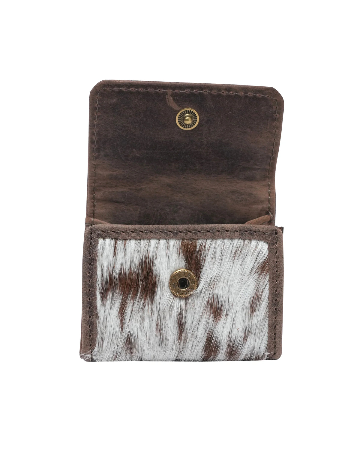 Gloriana Clip On Bag Charm - Brown &amp; White Cowhide
